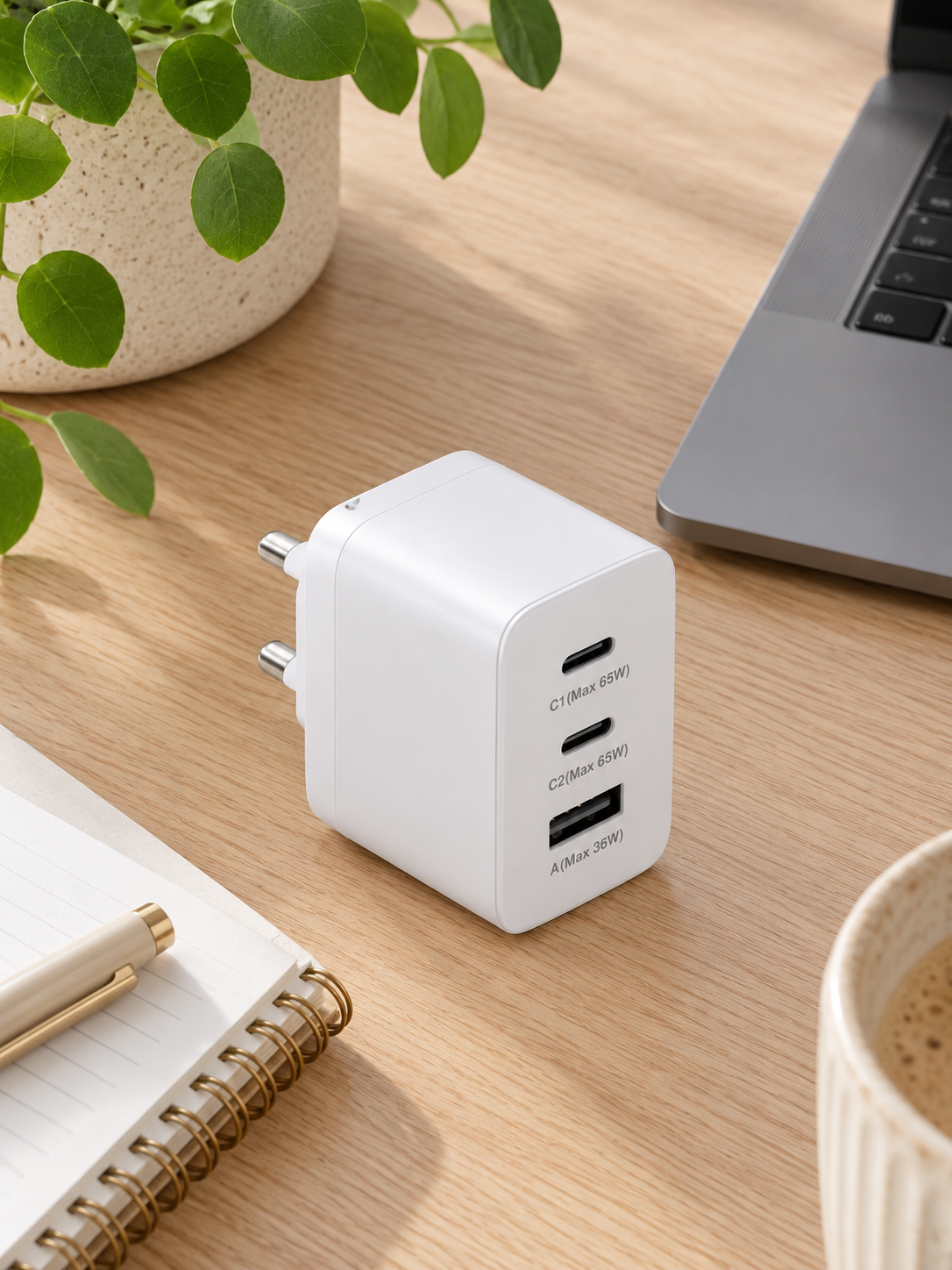 Rask USB-C-lader med 3 porter