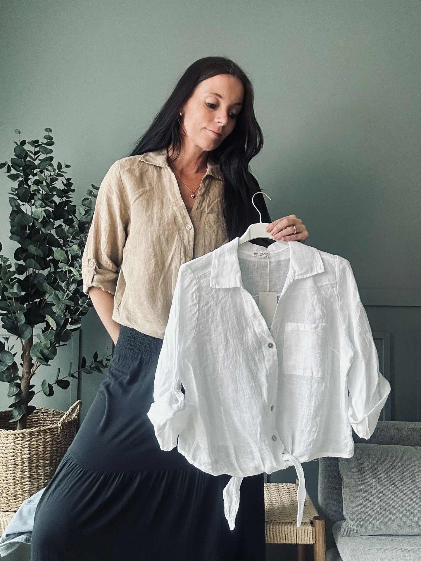 Skjorte NALA camel - 100% lin