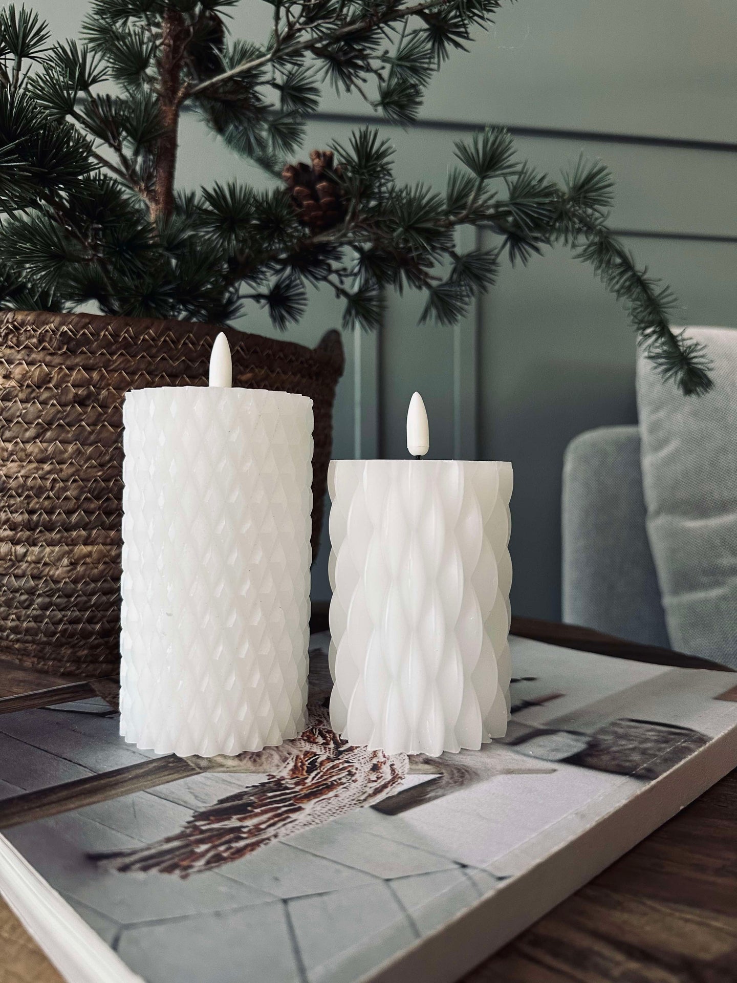 LED Bloklys / Design – 2 stk Hvit