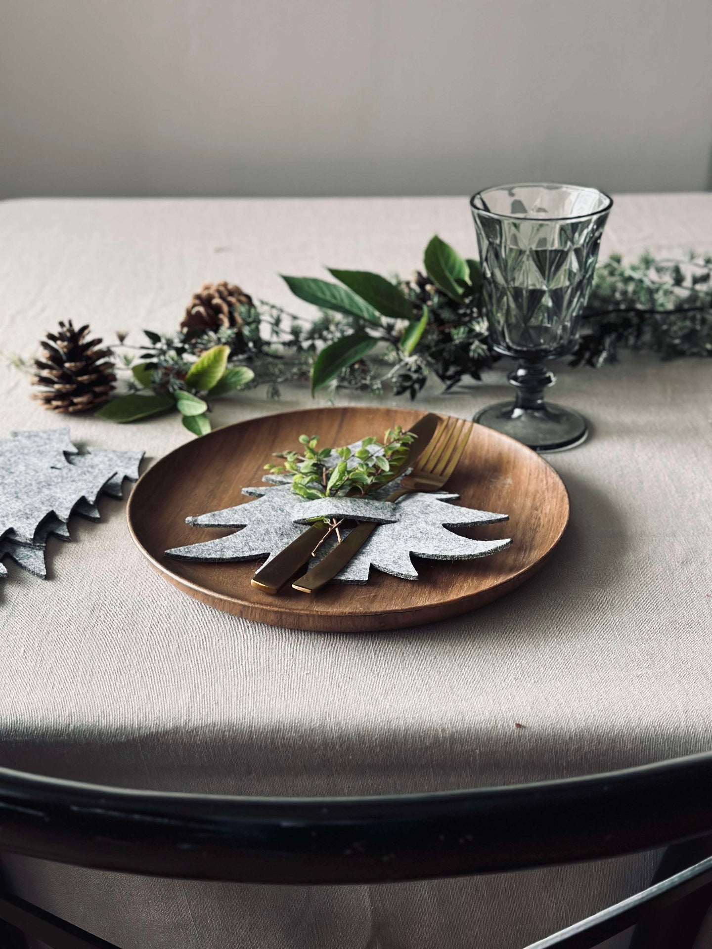 Juletre til borddekning - Grå 4 stk