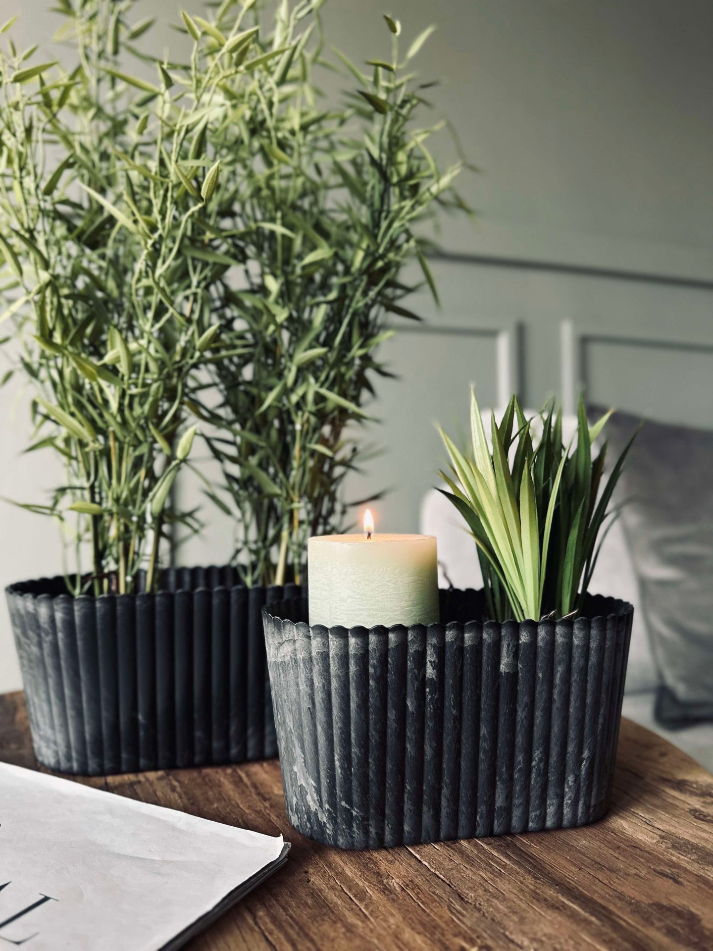 Urtepotte oval - Betonglook stor