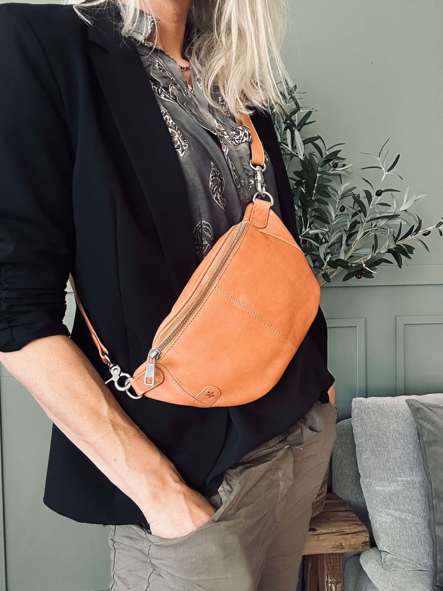 Bumbag Molly - Cognac / sølv