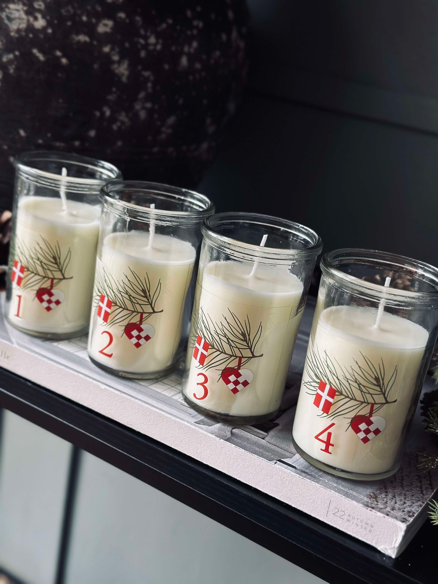 Adventlys i Glass - Sett med 4 stk.