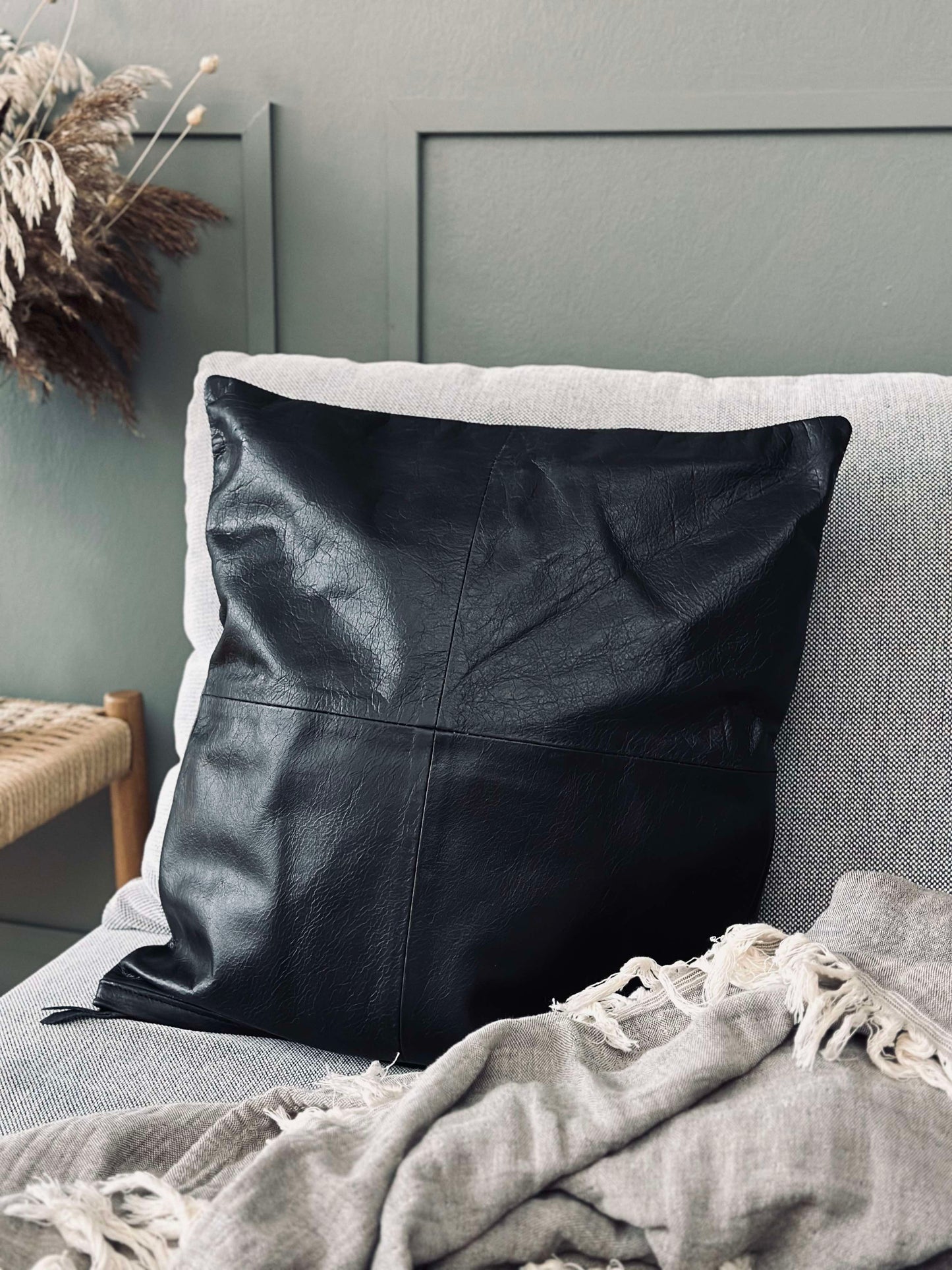 Putetrekk Skinn - Svart 45x45