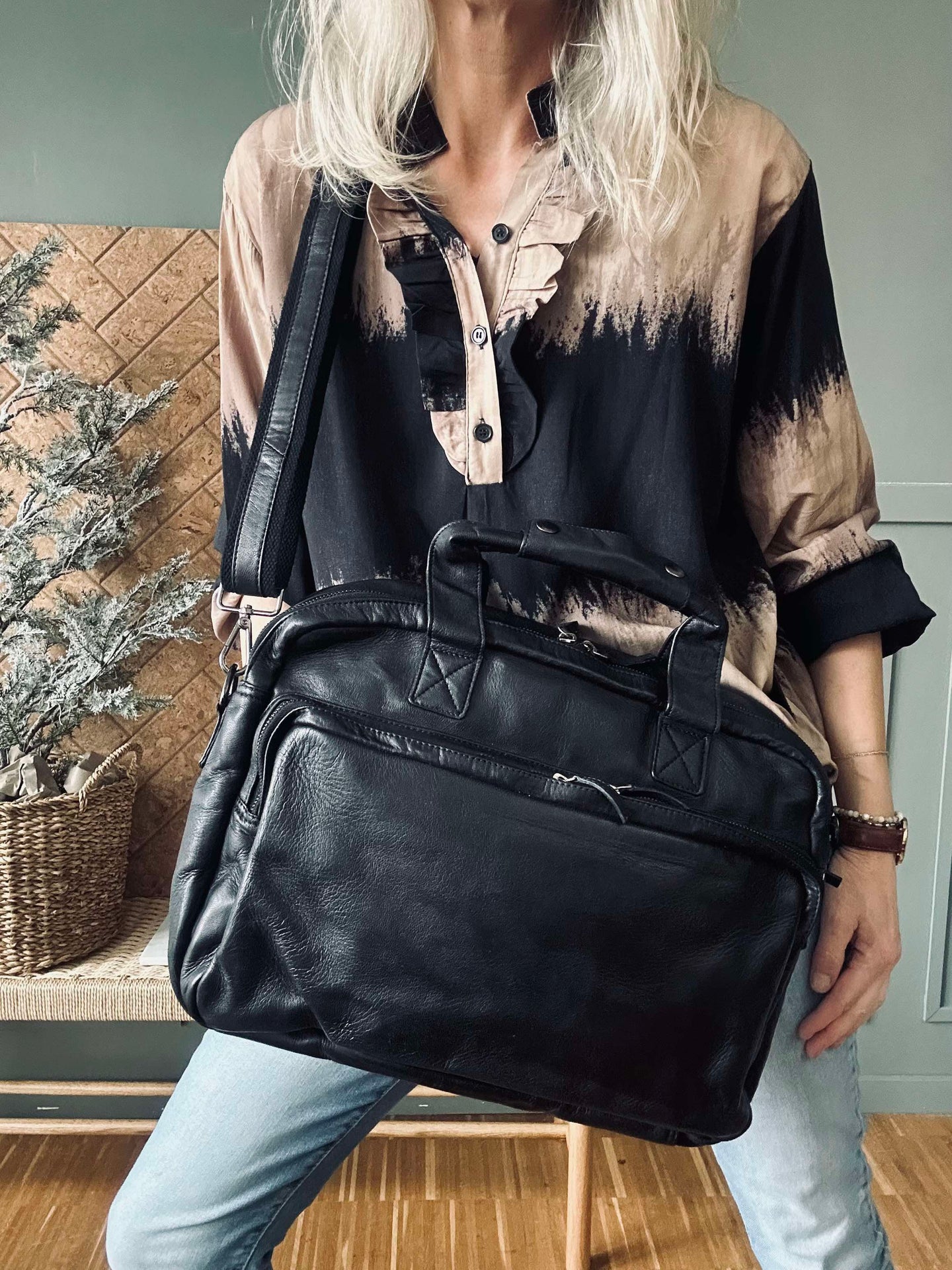 Arbeidsveske - Black Cow leather