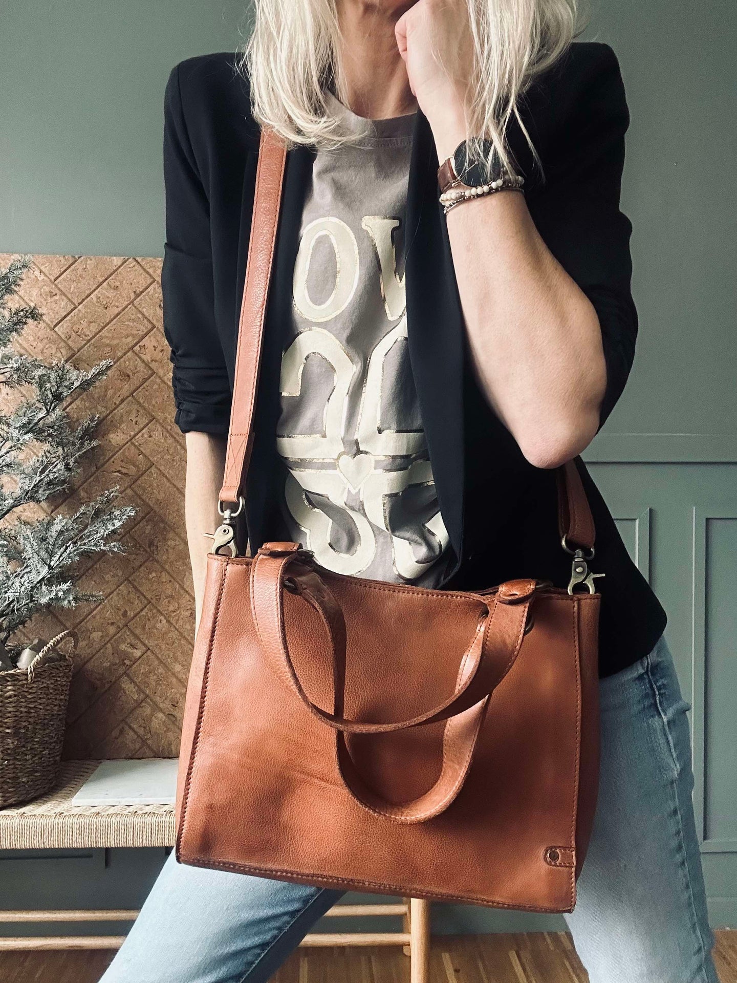 Skulderveske Vintage Cognac