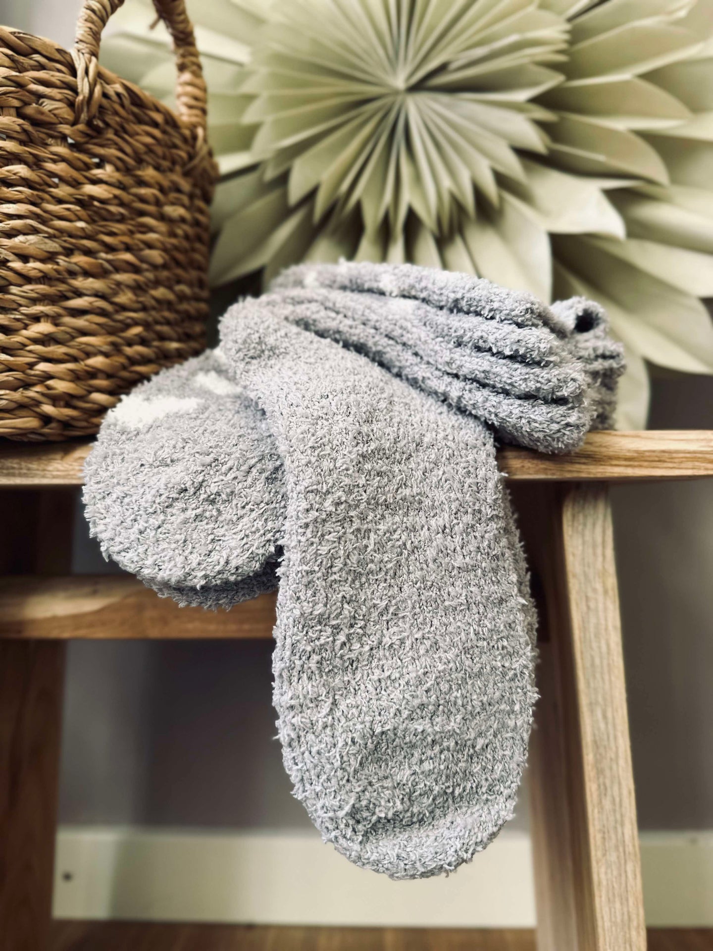 Sokker Fluffy Grey heart - Sett med 2 par