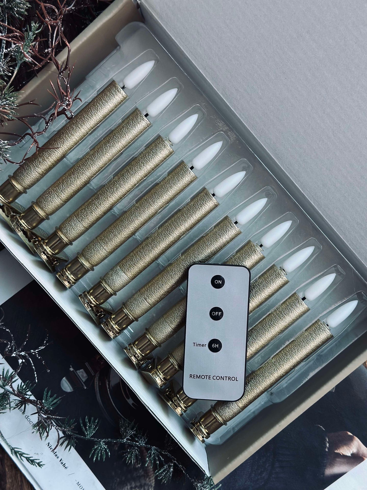 LED Juletrelys Gull - Sett med 10 stk