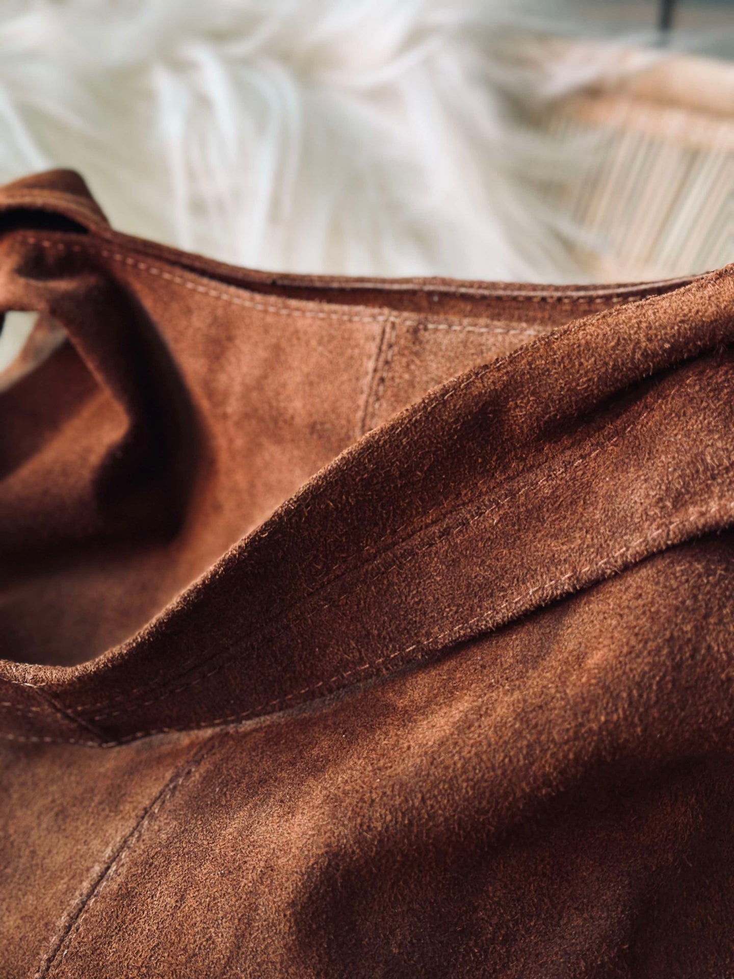 Shopper mørk cognac ruskinn