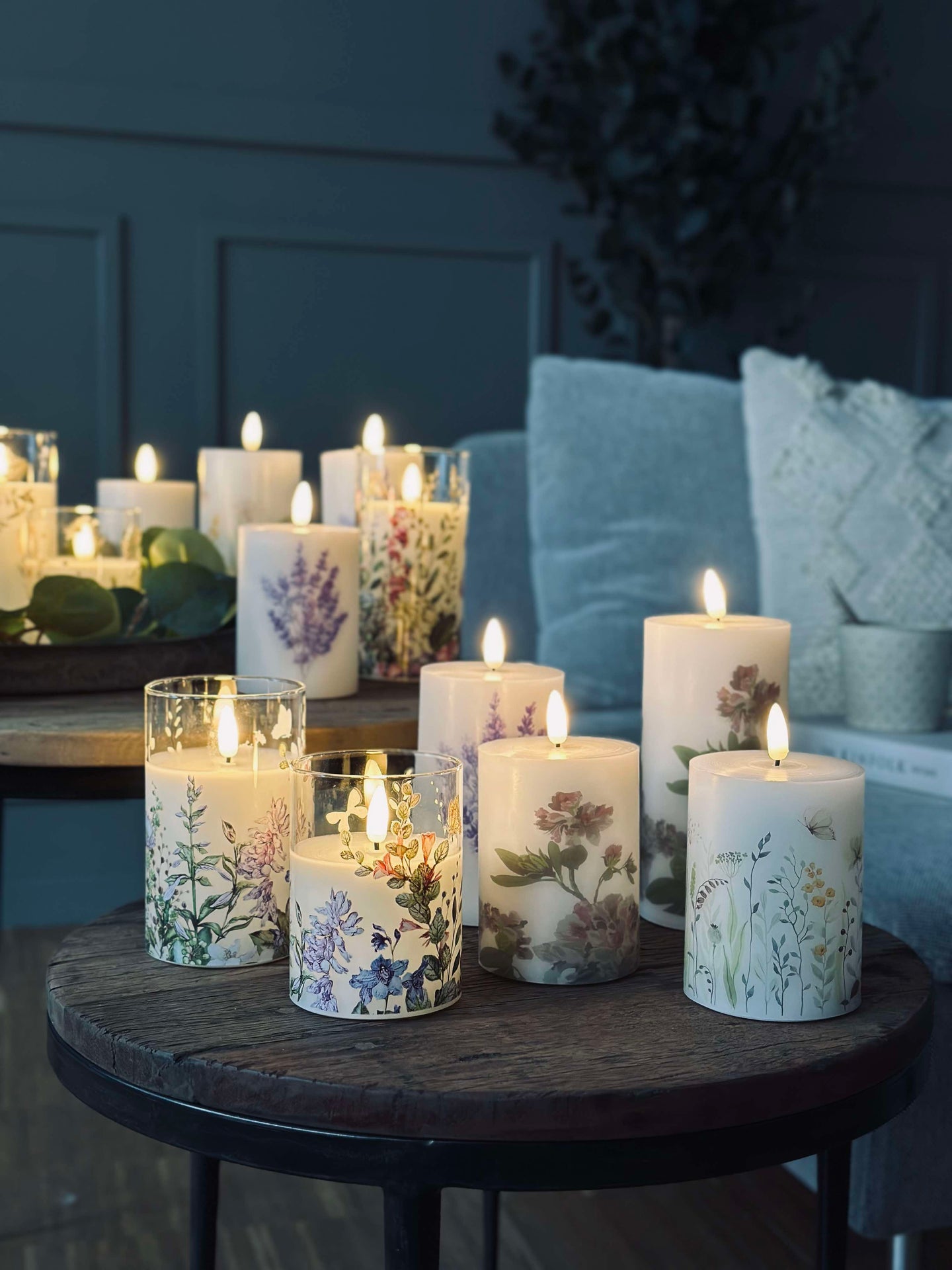 LED blokklys FLORA – Sett med 3 stk og fjernkontroll