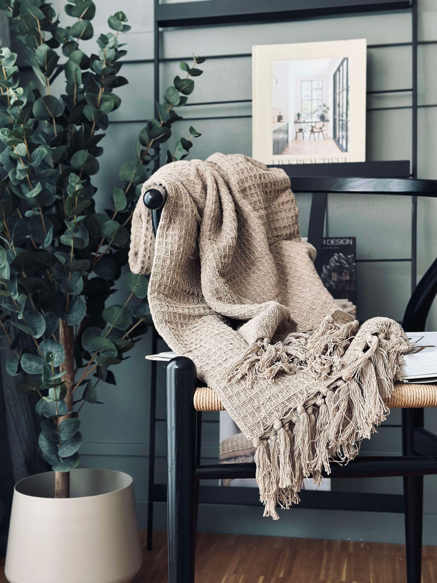 Pledd vaffelvevd bomull - Beige
