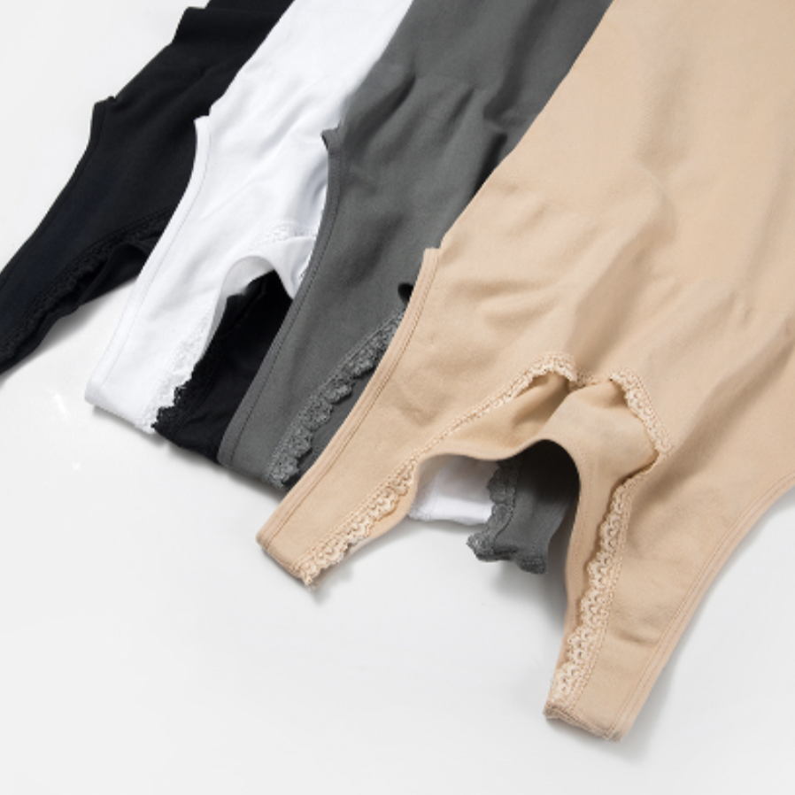 Seamless-topp m. blonderkant - Svart