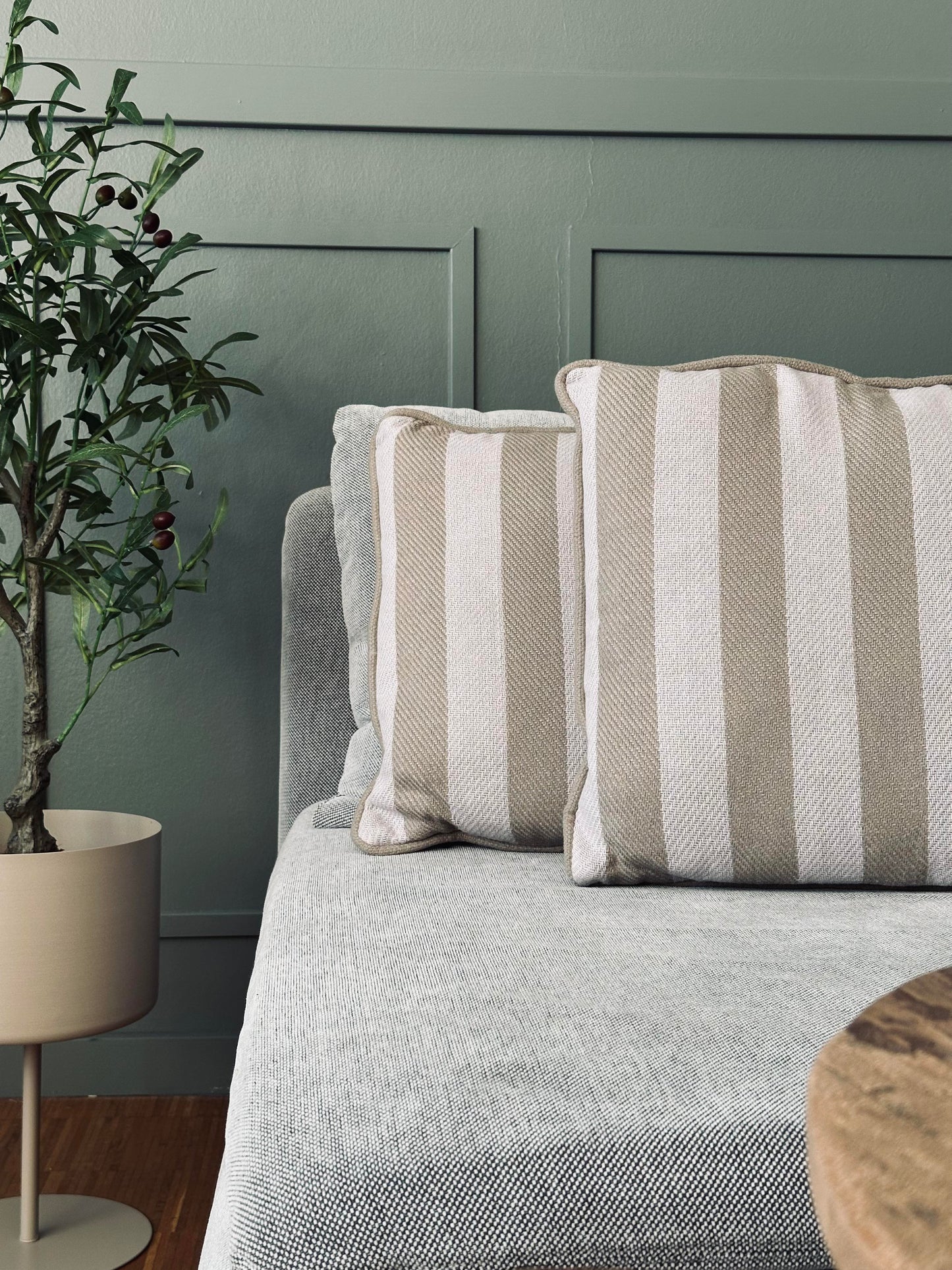 Pute med fyll Natur / salvie - 60x40