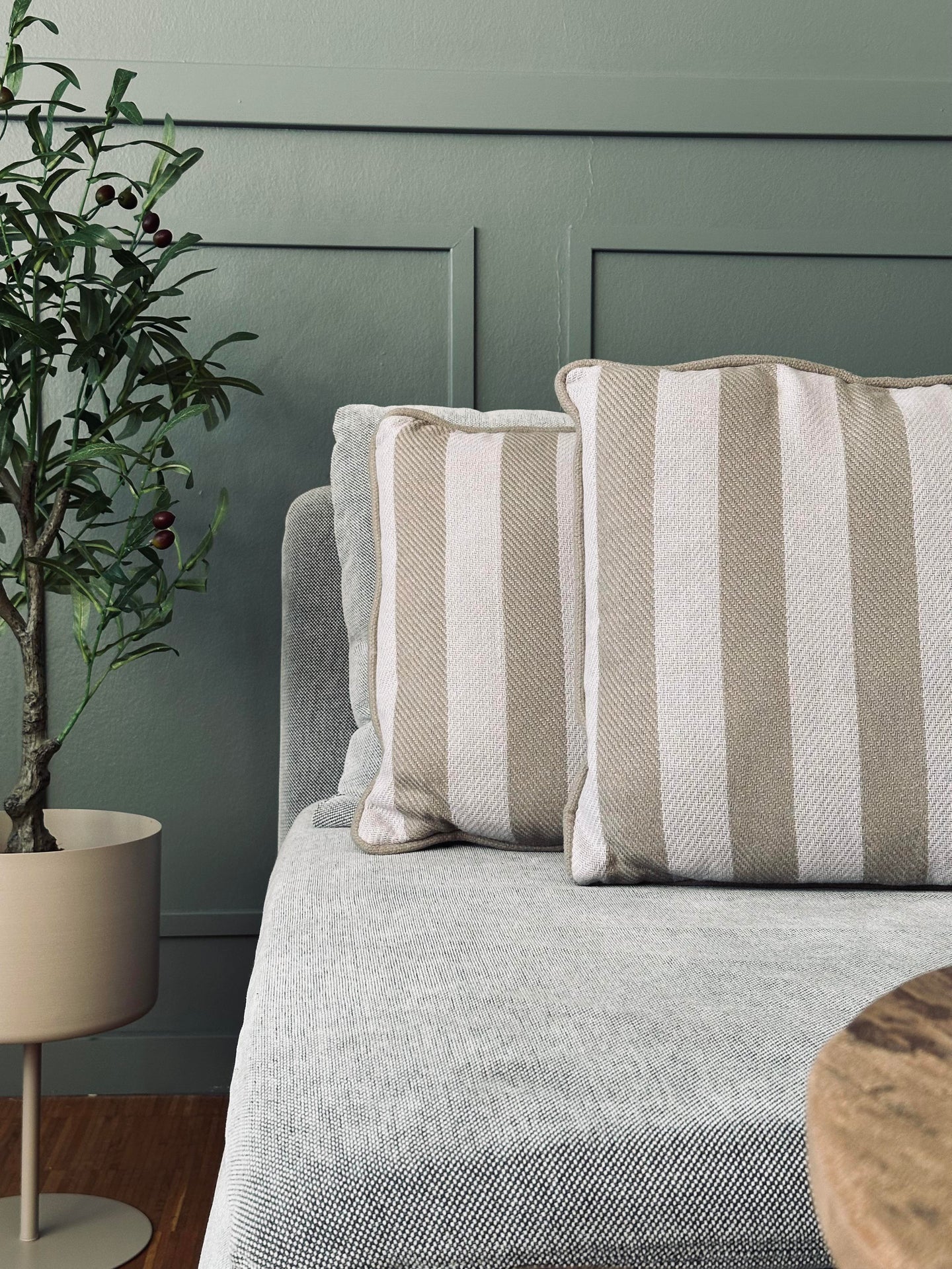 Pute med fyll Natur / salvie - 60x40