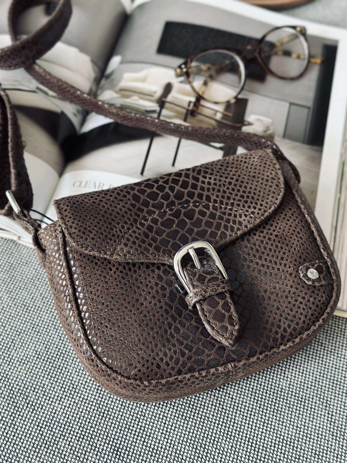 Crossbody Aura - Brun croco