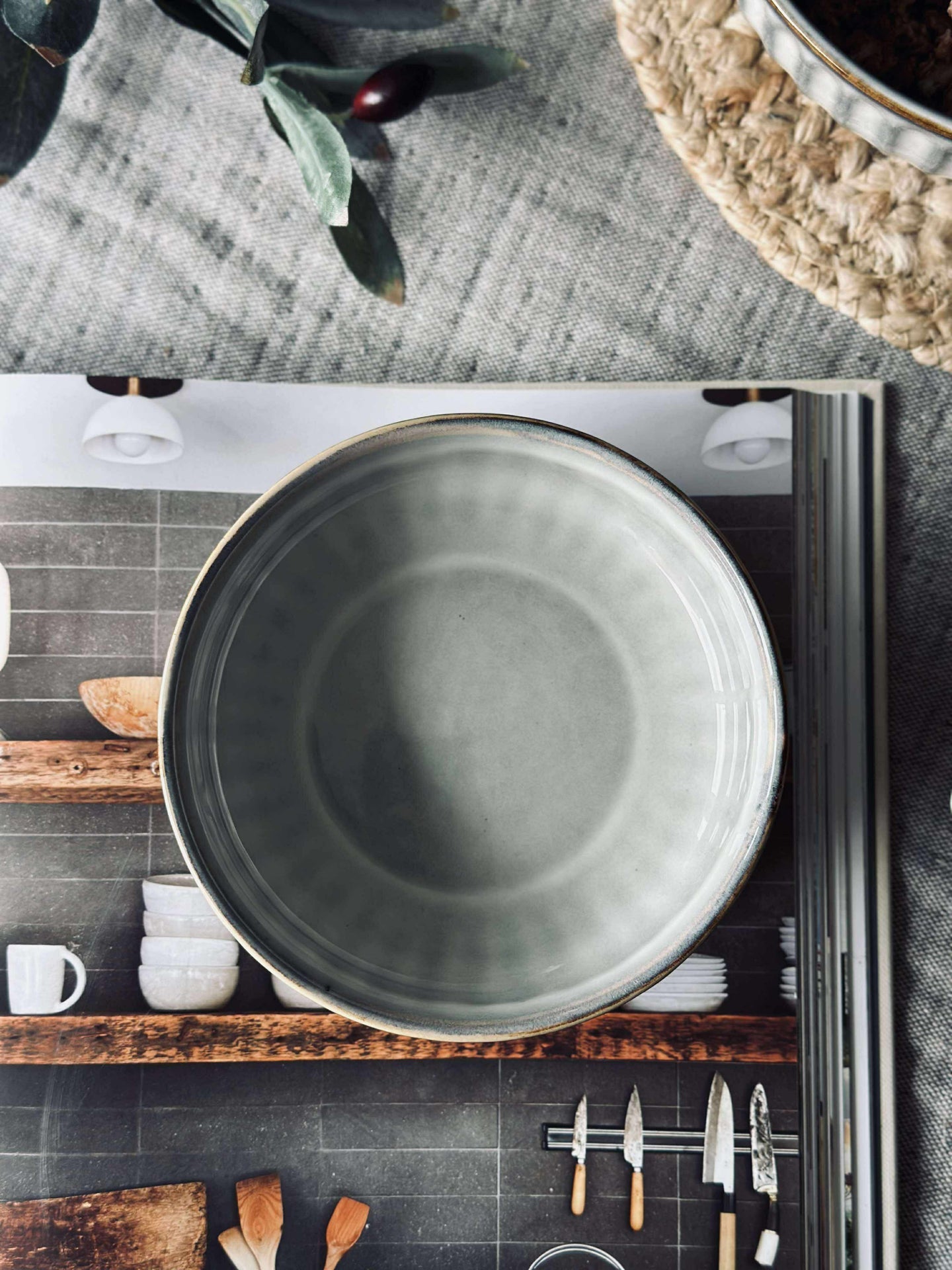 Bolle VIGA stripet steintøy - Grå 12cm