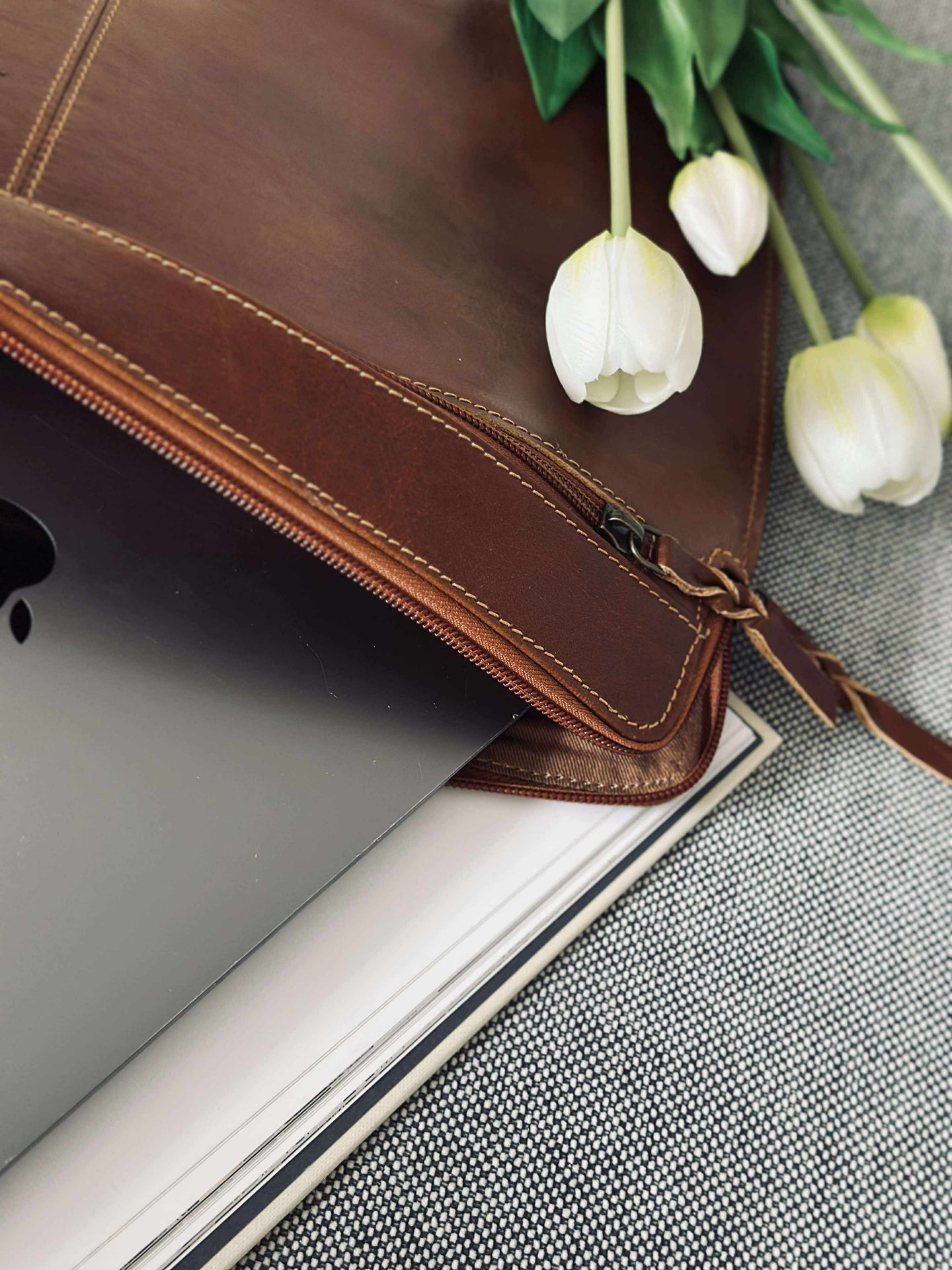 Laptop sleeve - Cognac bøffellær
