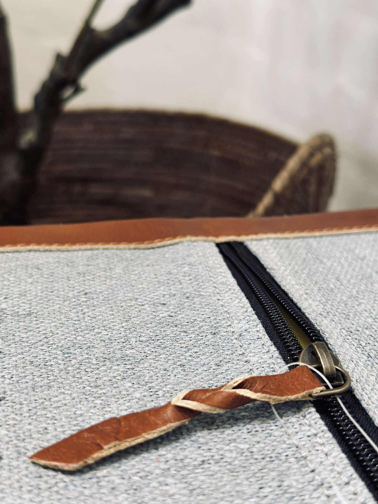 Pute i lær Tokyo - 140 cm Cognac