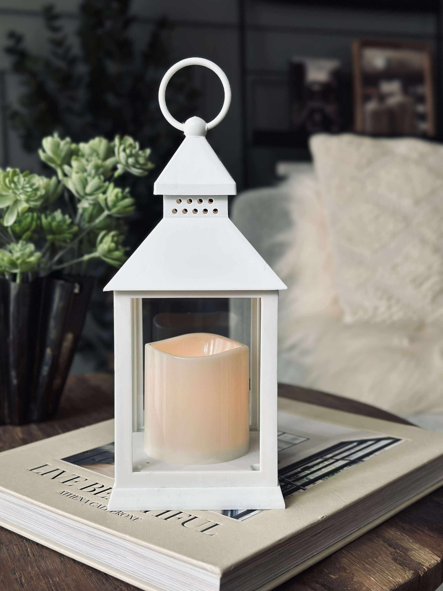 Lanterne m. timer - White