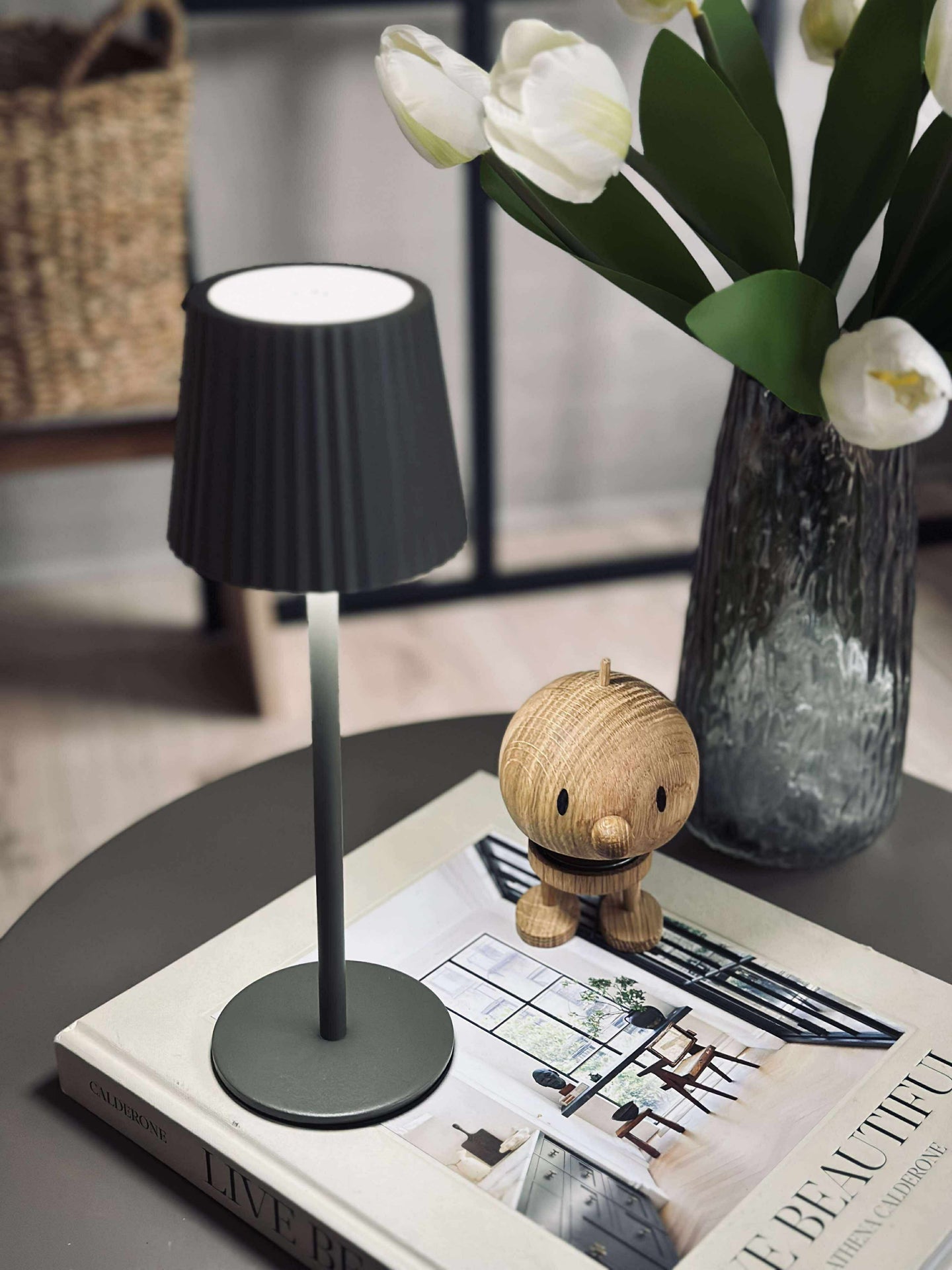 LED bordlampe MILLA Taupe - oppladbar