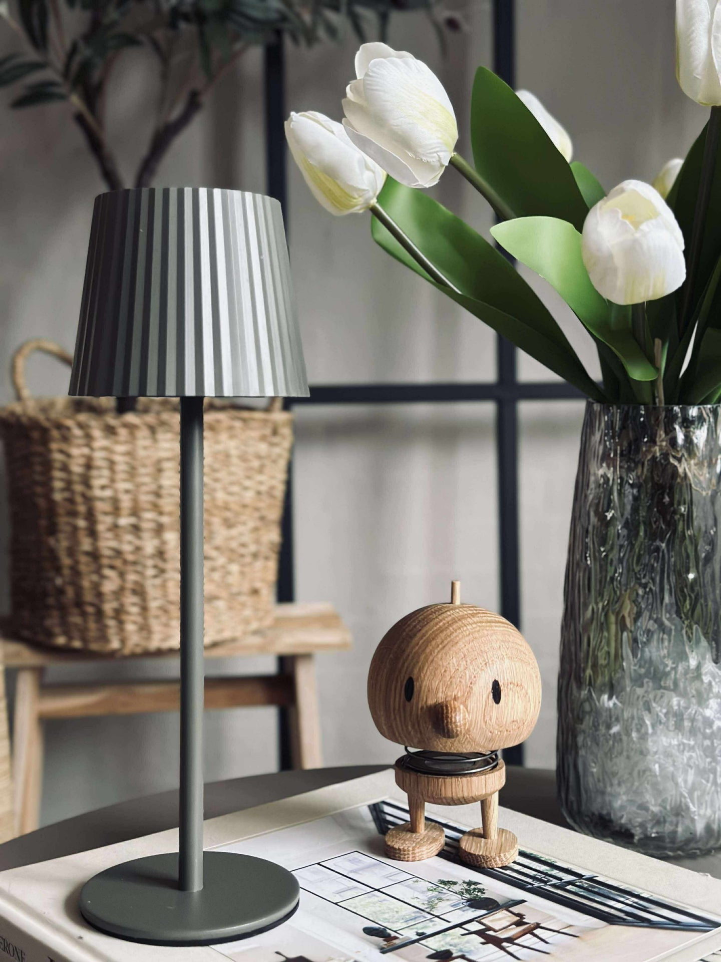 LED bordlampe MILLA Taupe - oppladbar