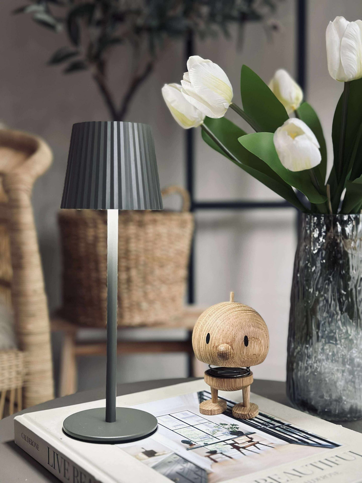 LED bordlampe MILLA Taupe - oppladbar