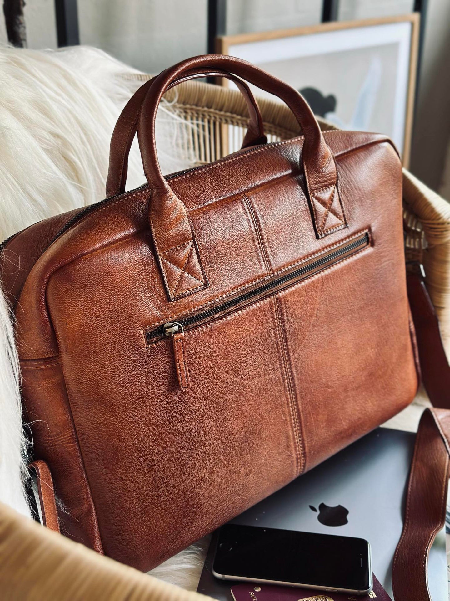 Laptopveske cognac