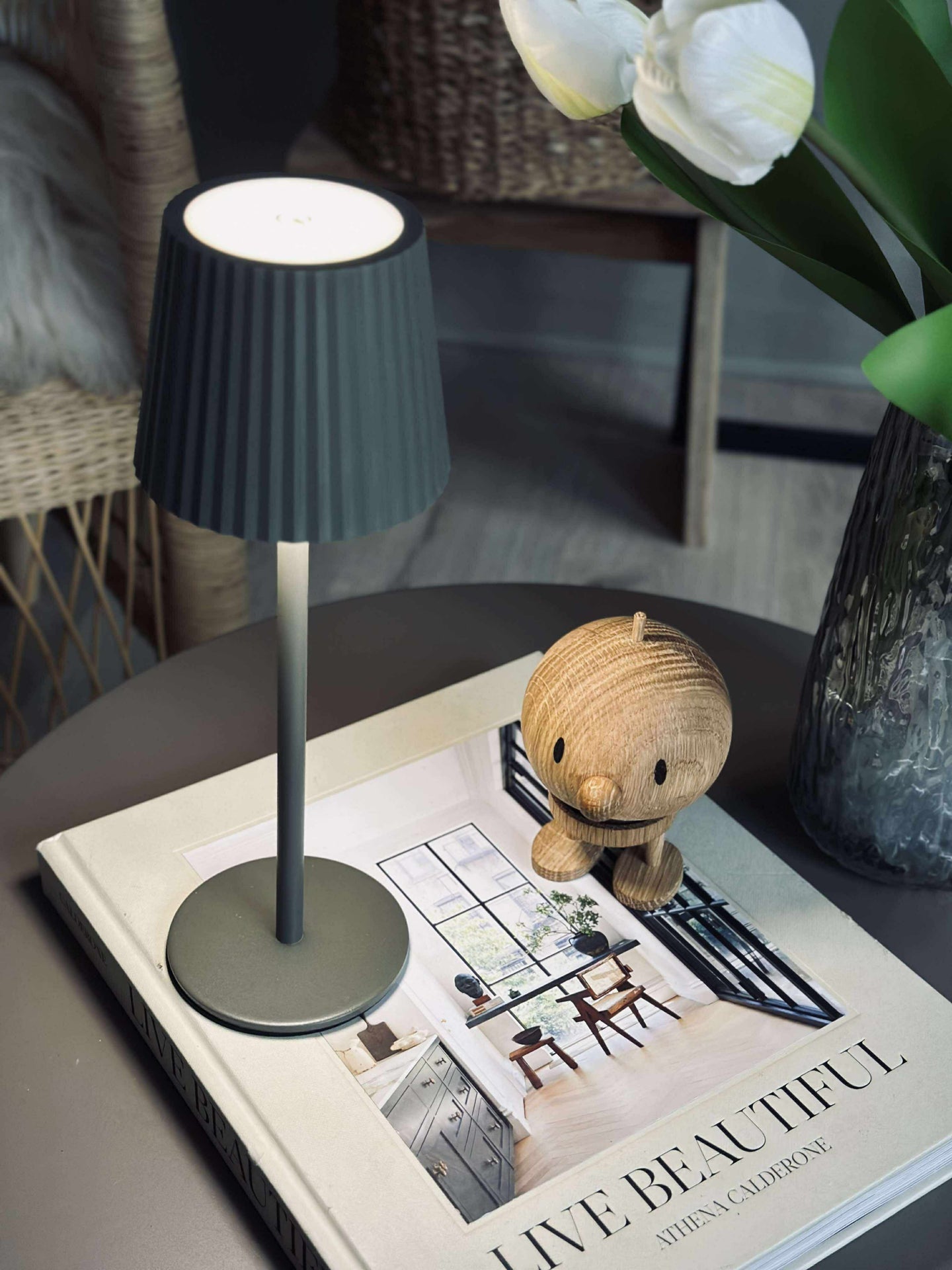 LED bordlampe MILLA Taupe - oppladbar
