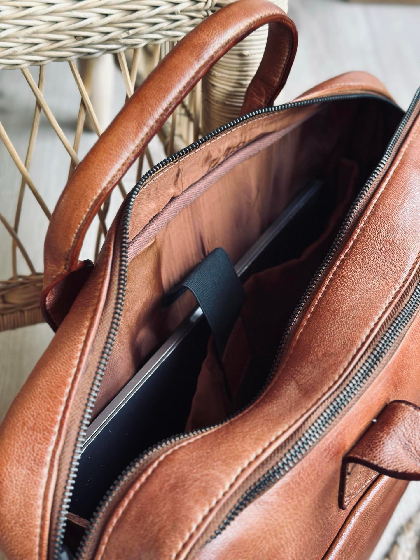 Laptopveske cognac