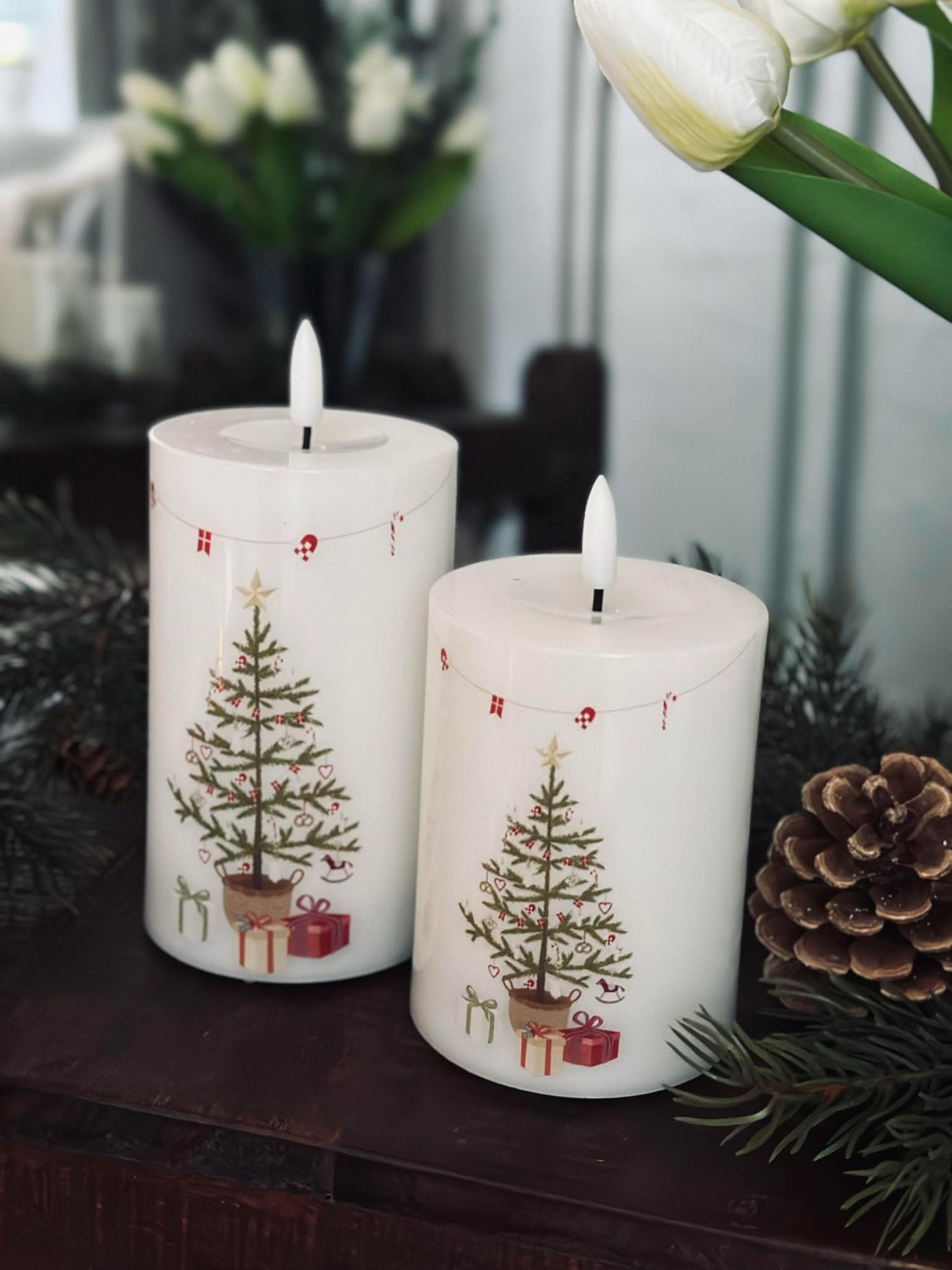 LED Blokklys TWINKLE CHRISTMAS - Sett med 2 stk.