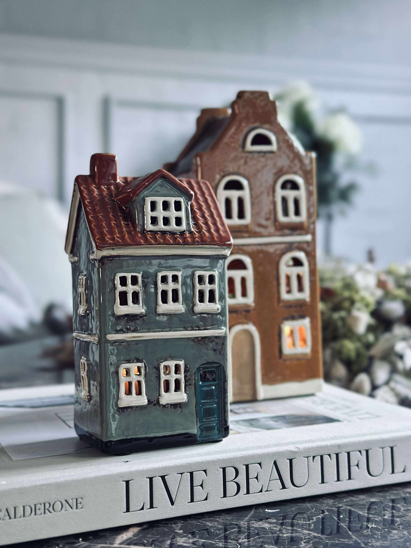 Lyslykt - Keramikk grønn