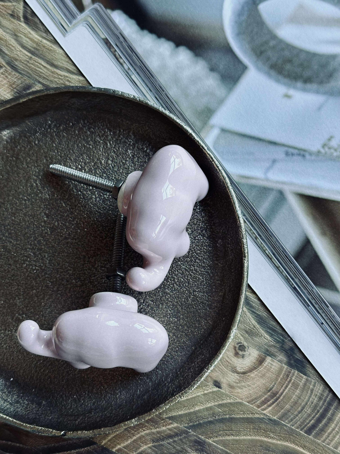 Håndtak elefant rosa - 2 stk.