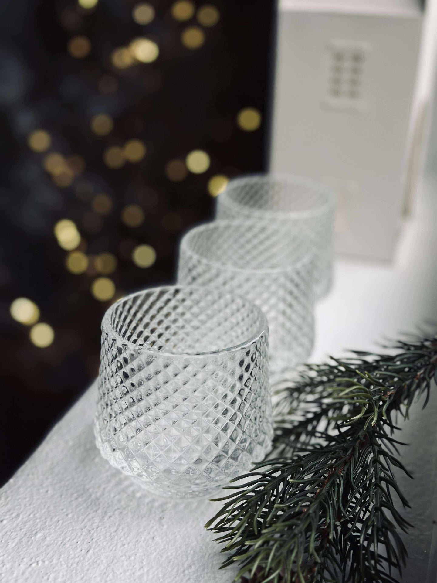 Lysestaker i klart glass - Sett med 3 stk.