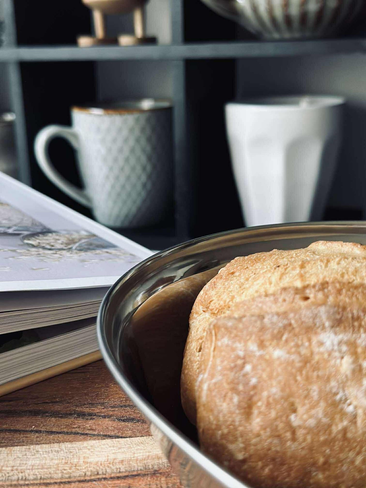 Rundt fat med kant - Rustfritt stål
