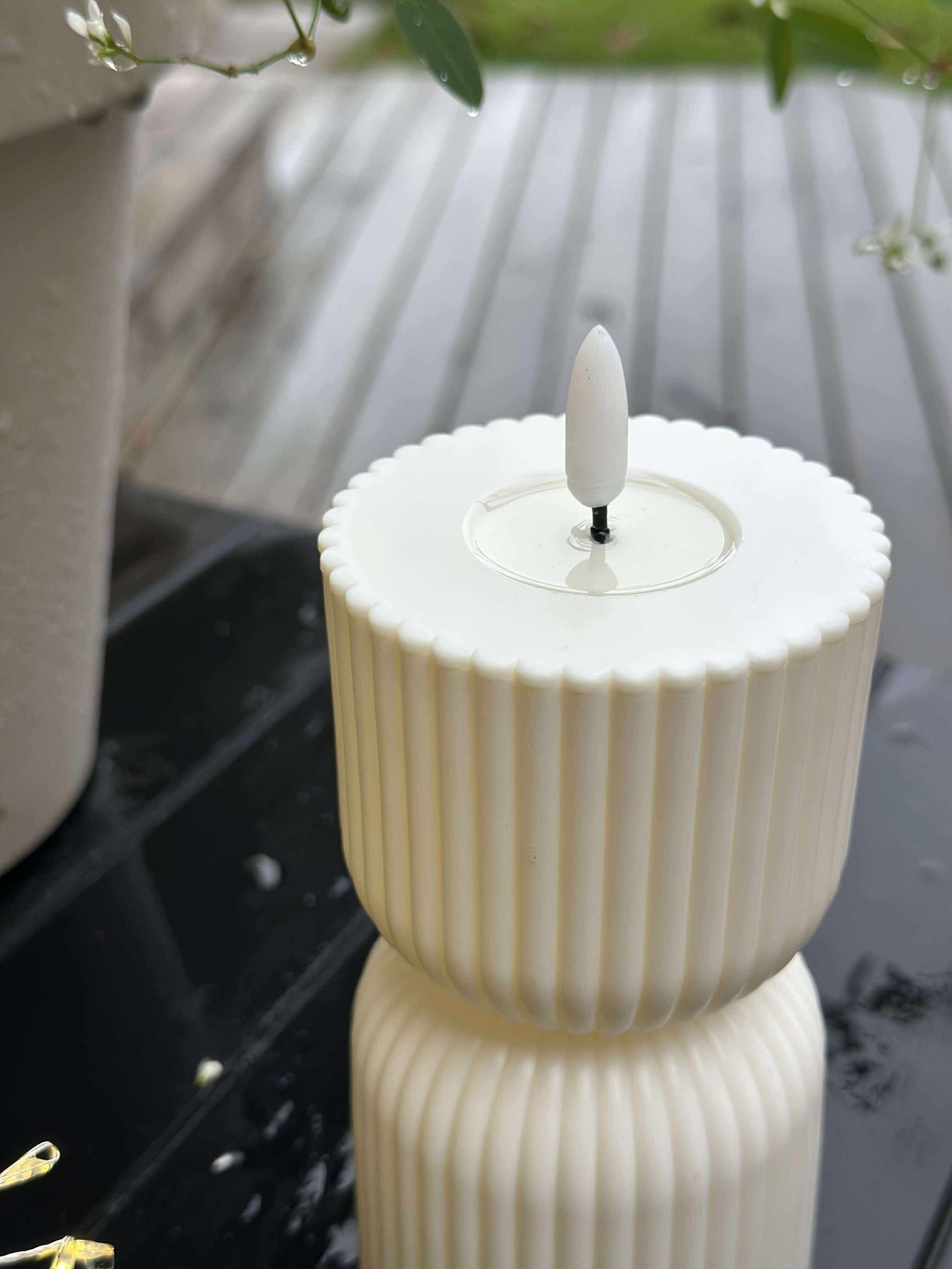 LED Blokklys Hvit timeglass - Utendørs