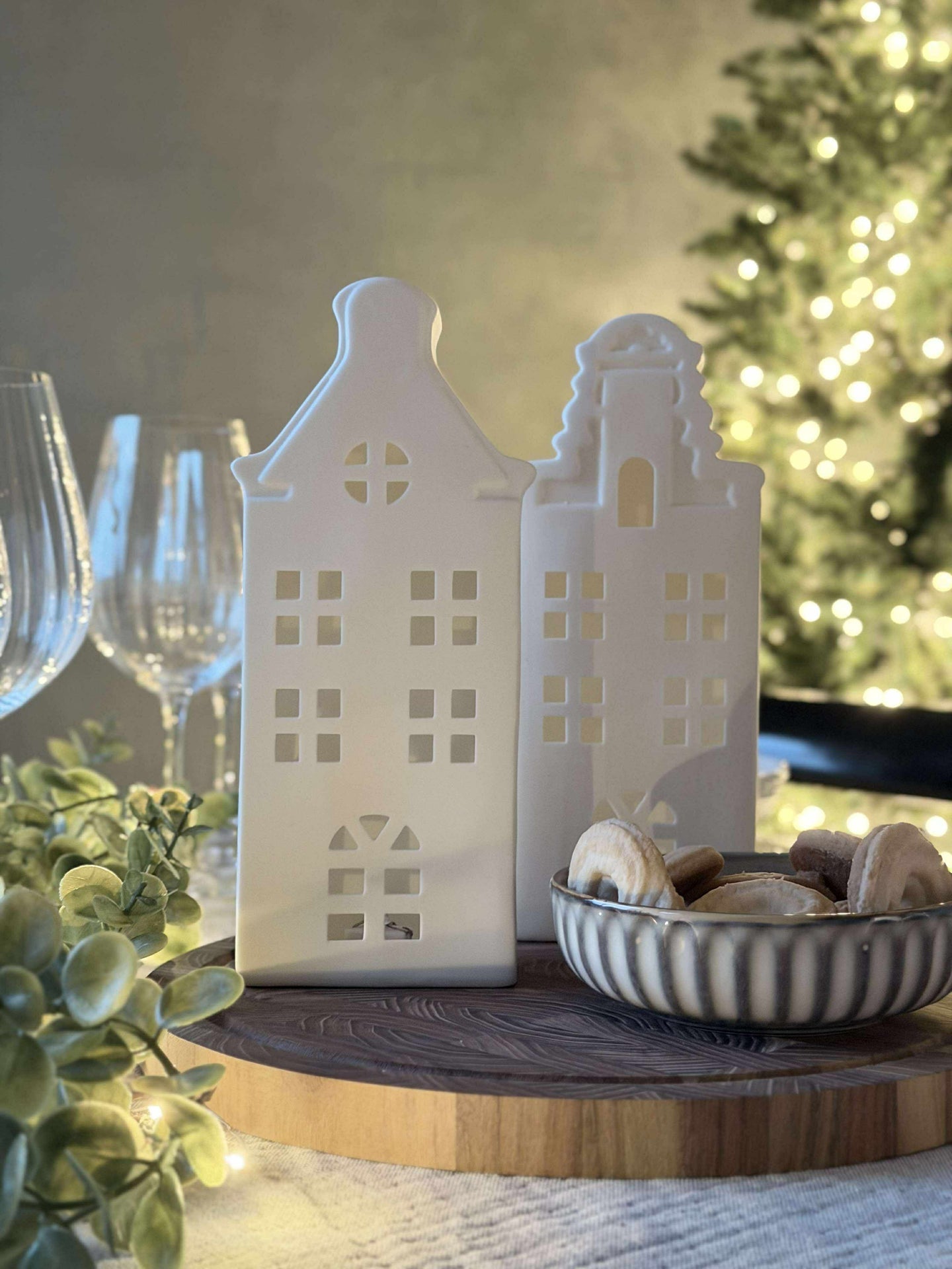 Lyslykt med LED - HVIT MIX