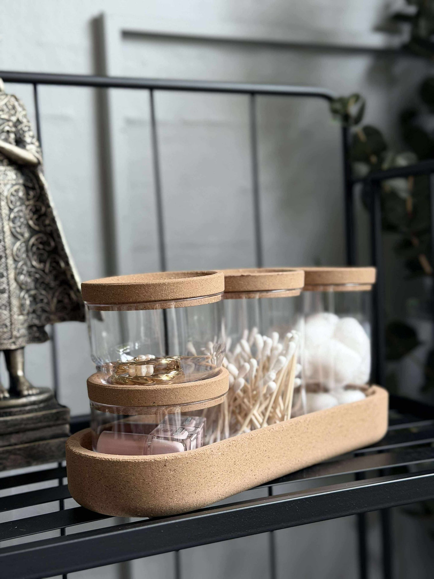 Organisator med lokk i kork - 5 deler