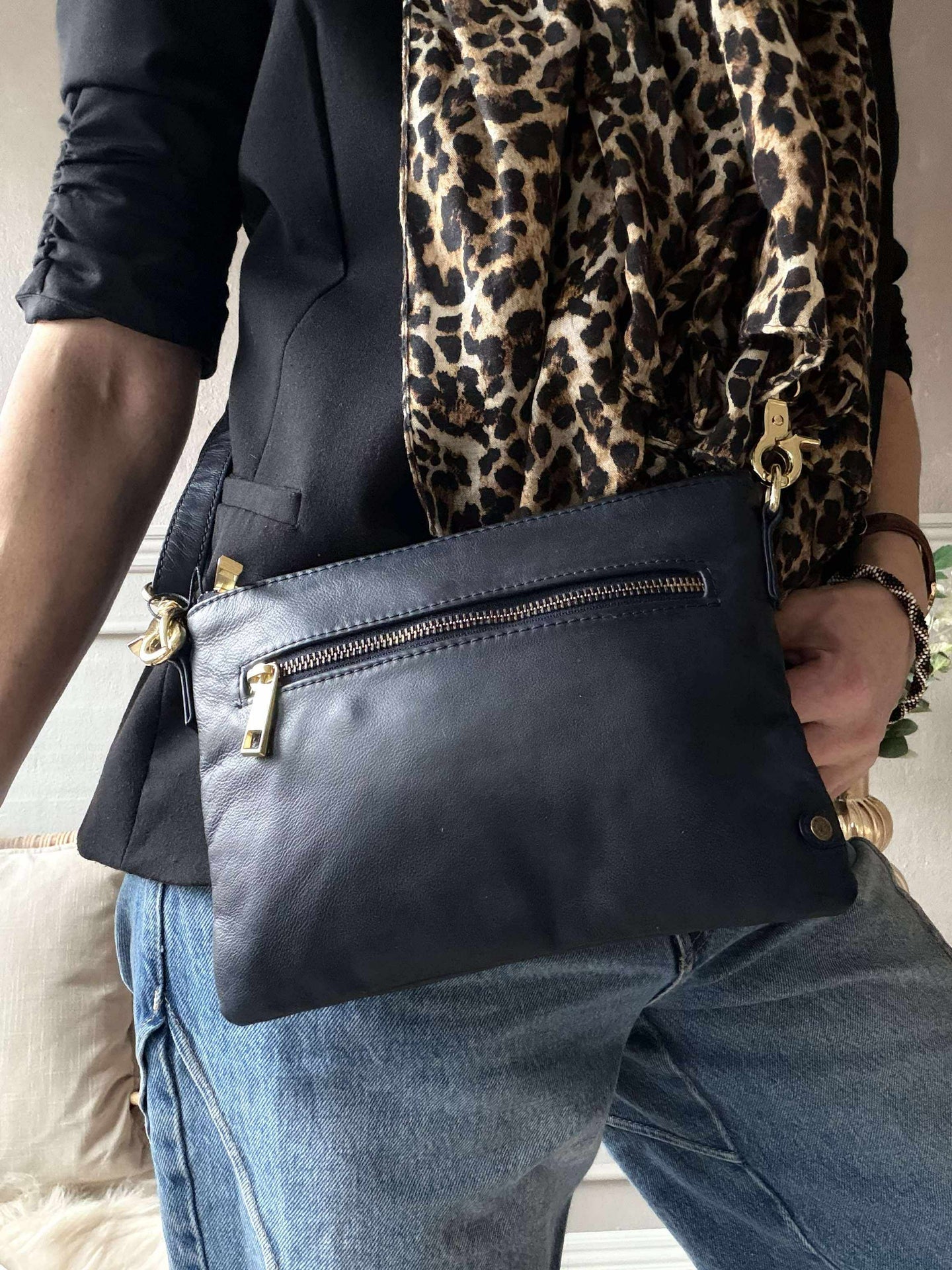 Vakker skinnclutch - LADY Midnight Blue