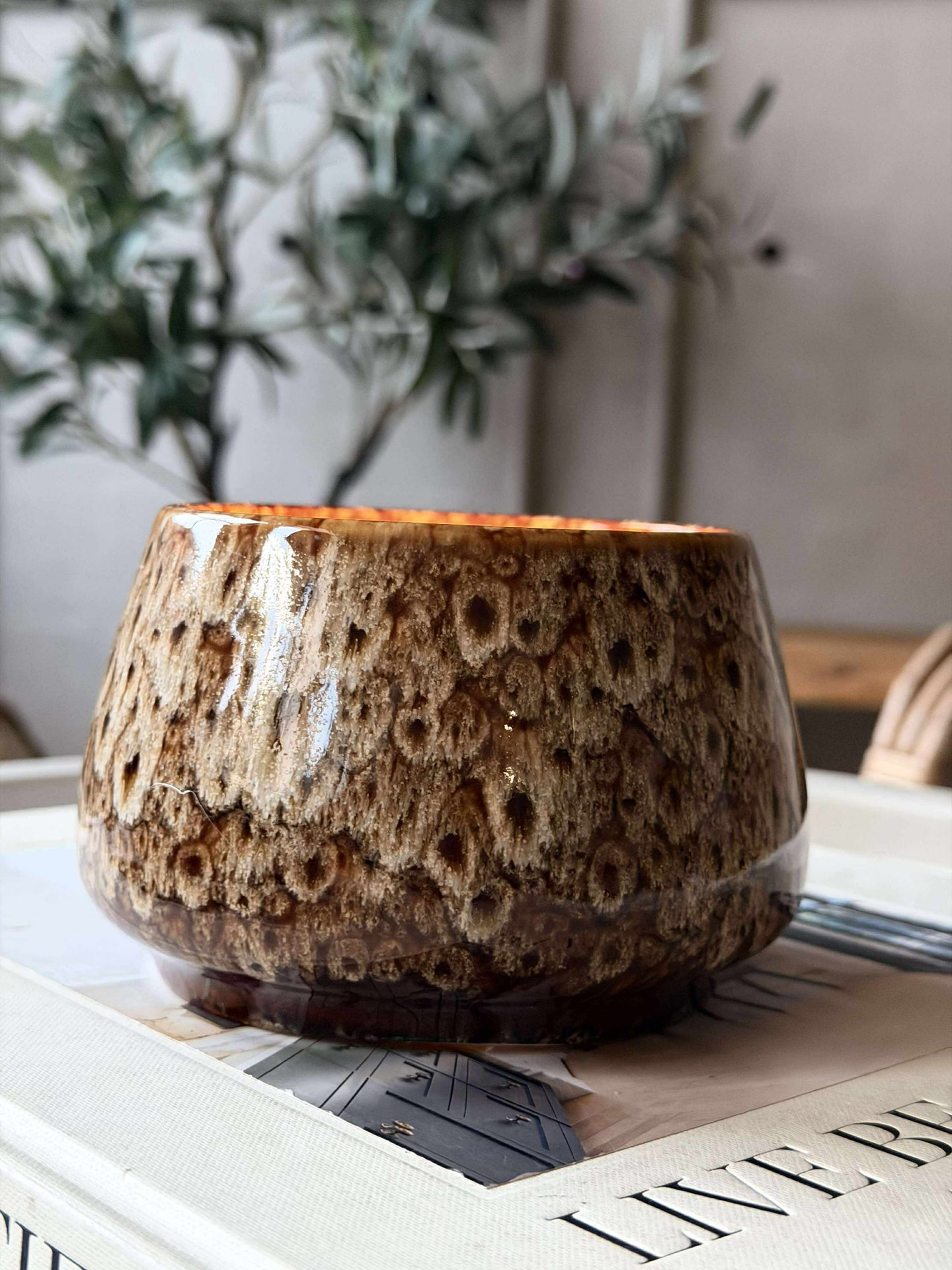 LED lys i keramikkpotte