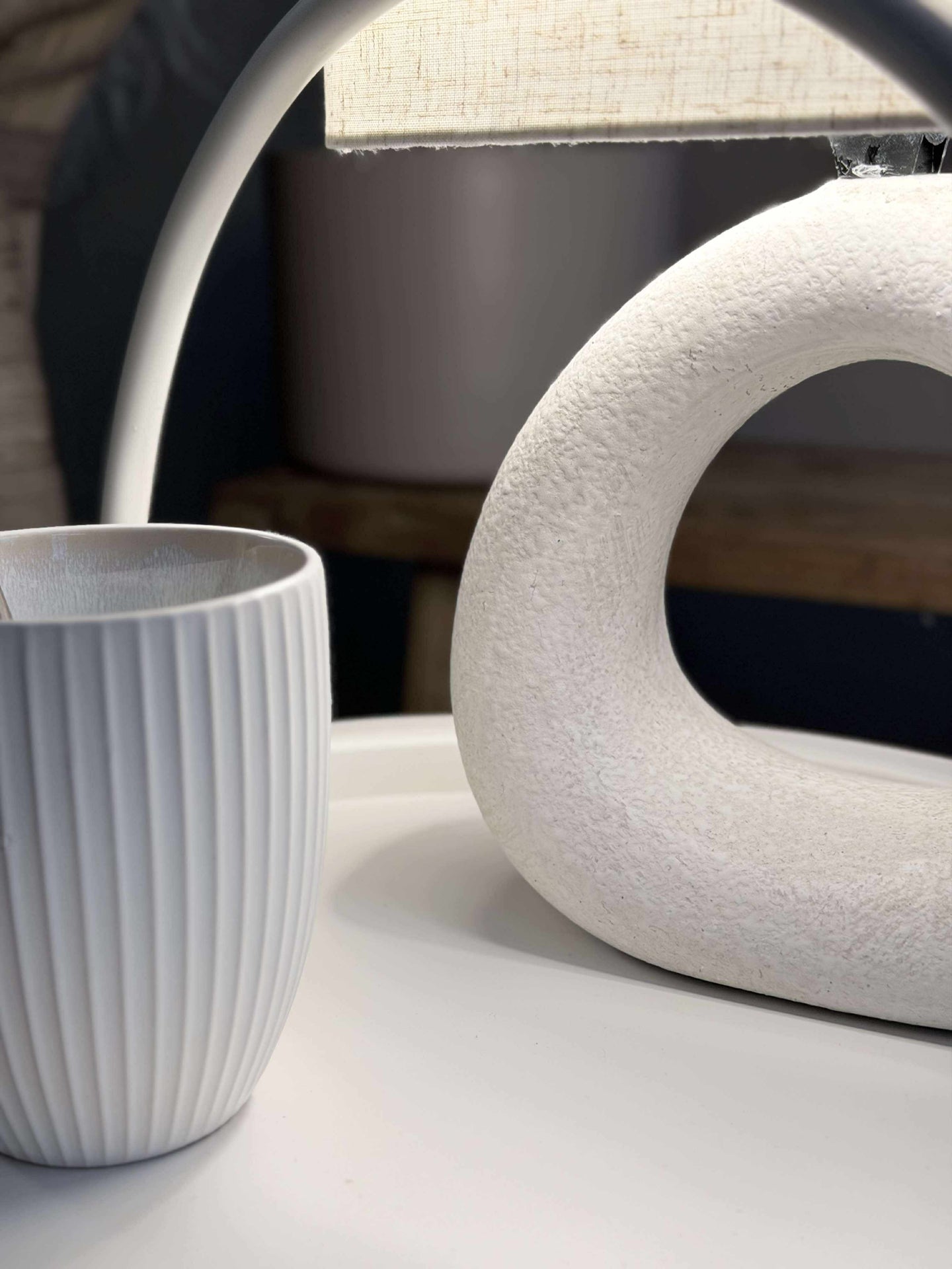 Bordlampe STONEWARE - Lys Natur