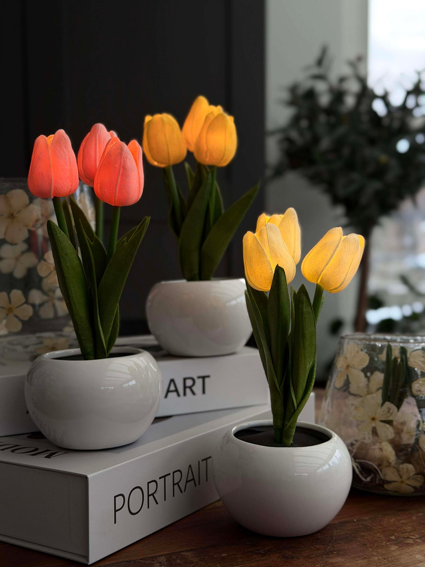 Tulipaner med lys - Hvit