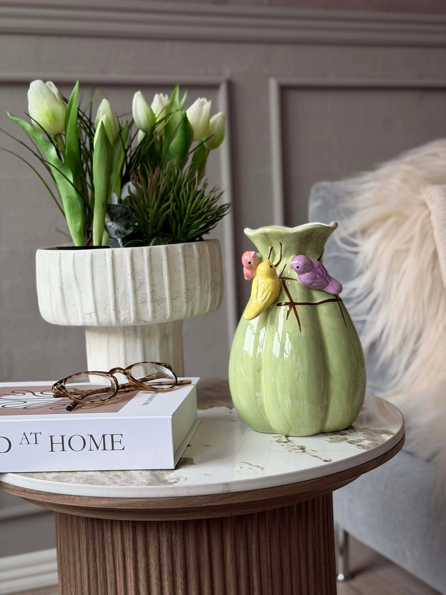 Vase med deko - Hvit eller Grønn