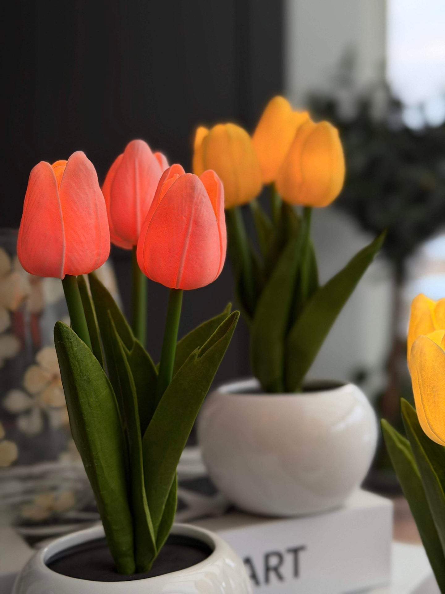 Tulipaner med lys - Rosa