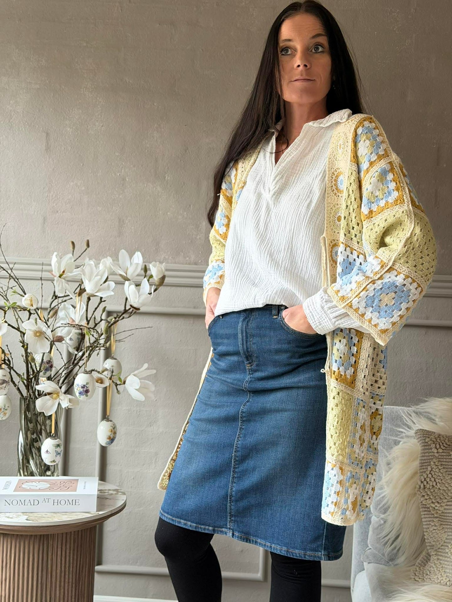 Cardigan Boho - Lys grønn