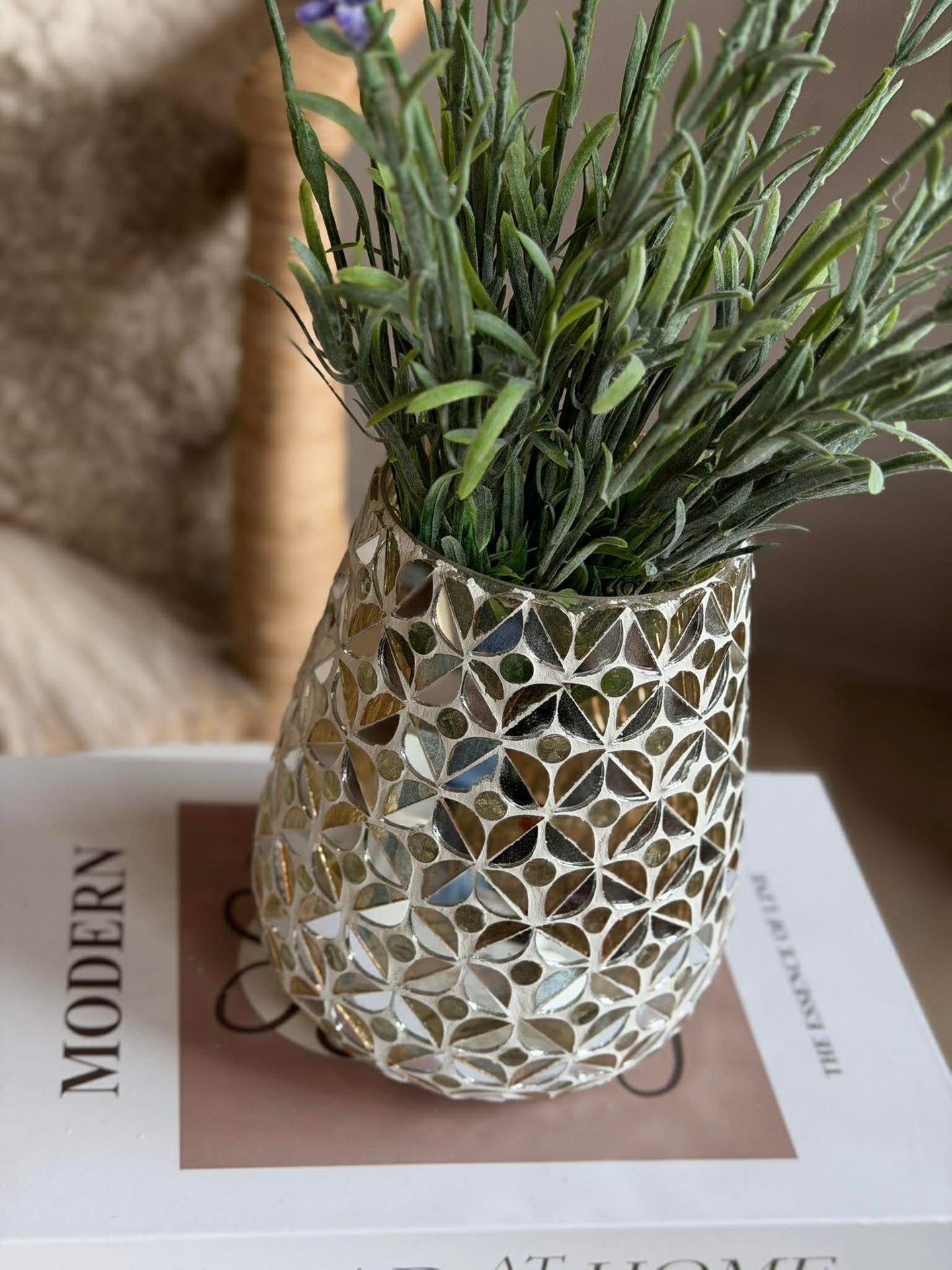 Mosaikk-lysestake i glass til telys