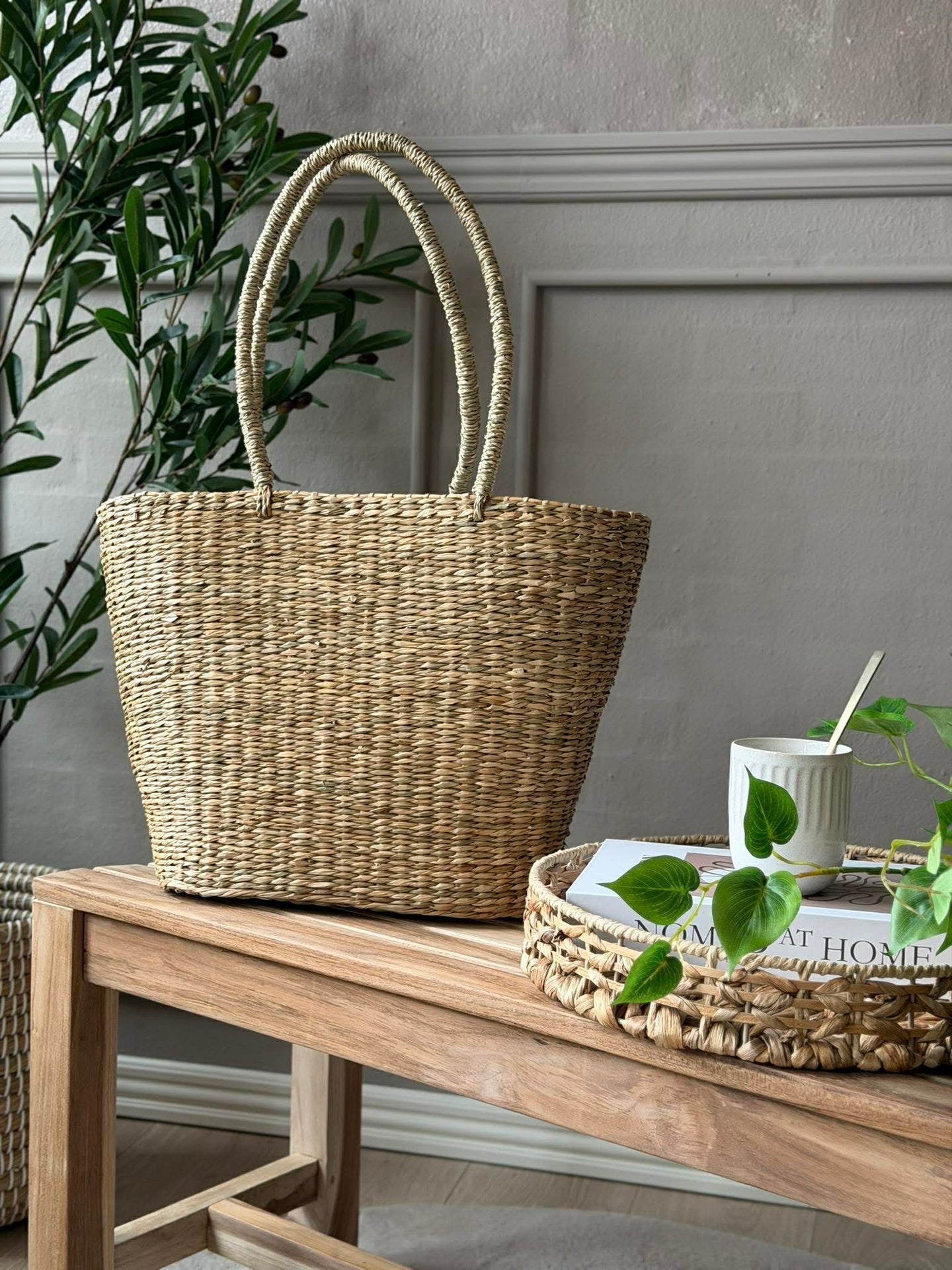 Shopper - sjøgress med kanvas