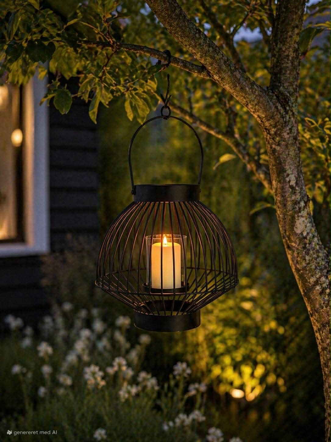 Lanterne med glass - Svart