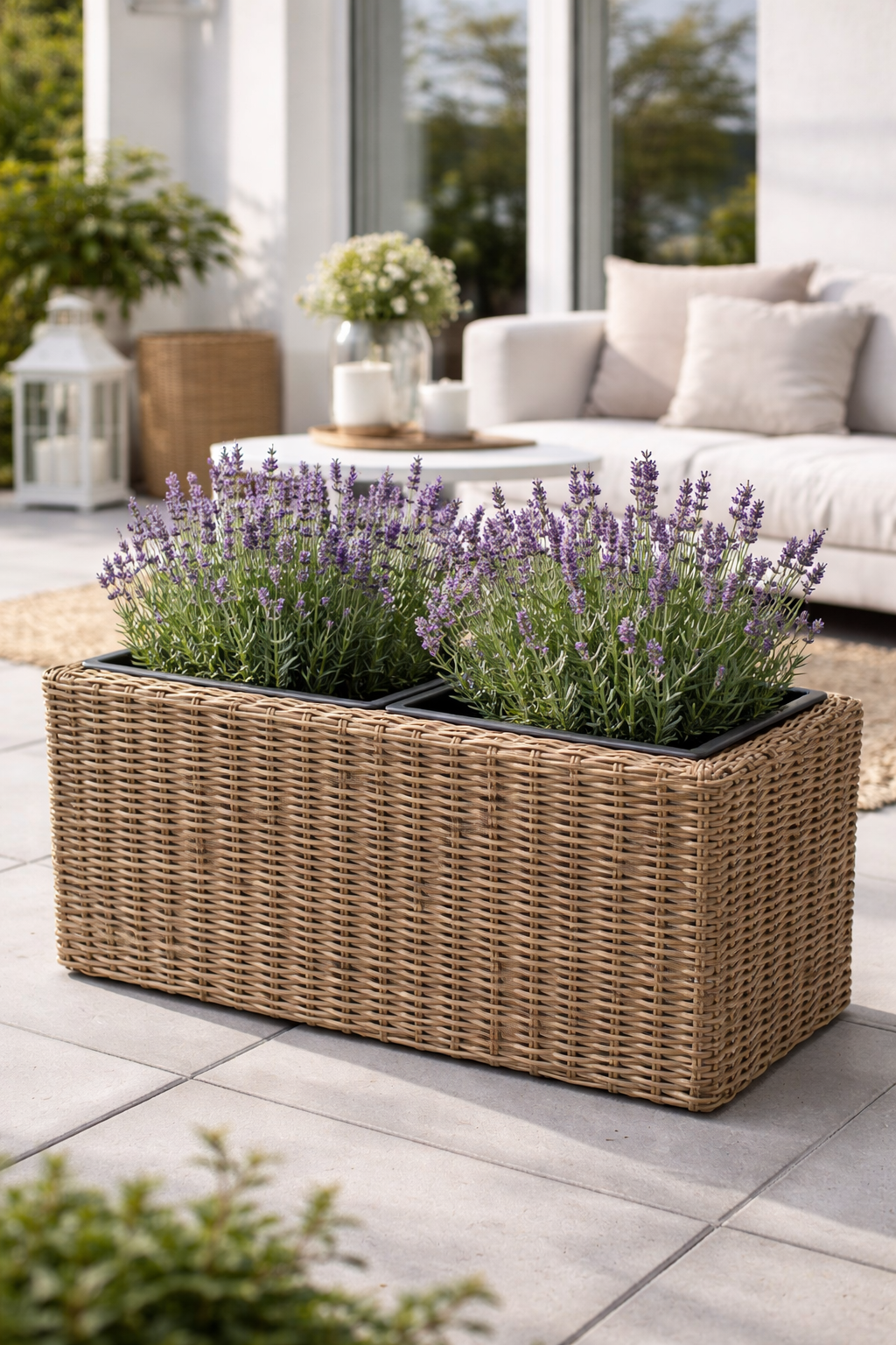 Plantekasse i natur rattan