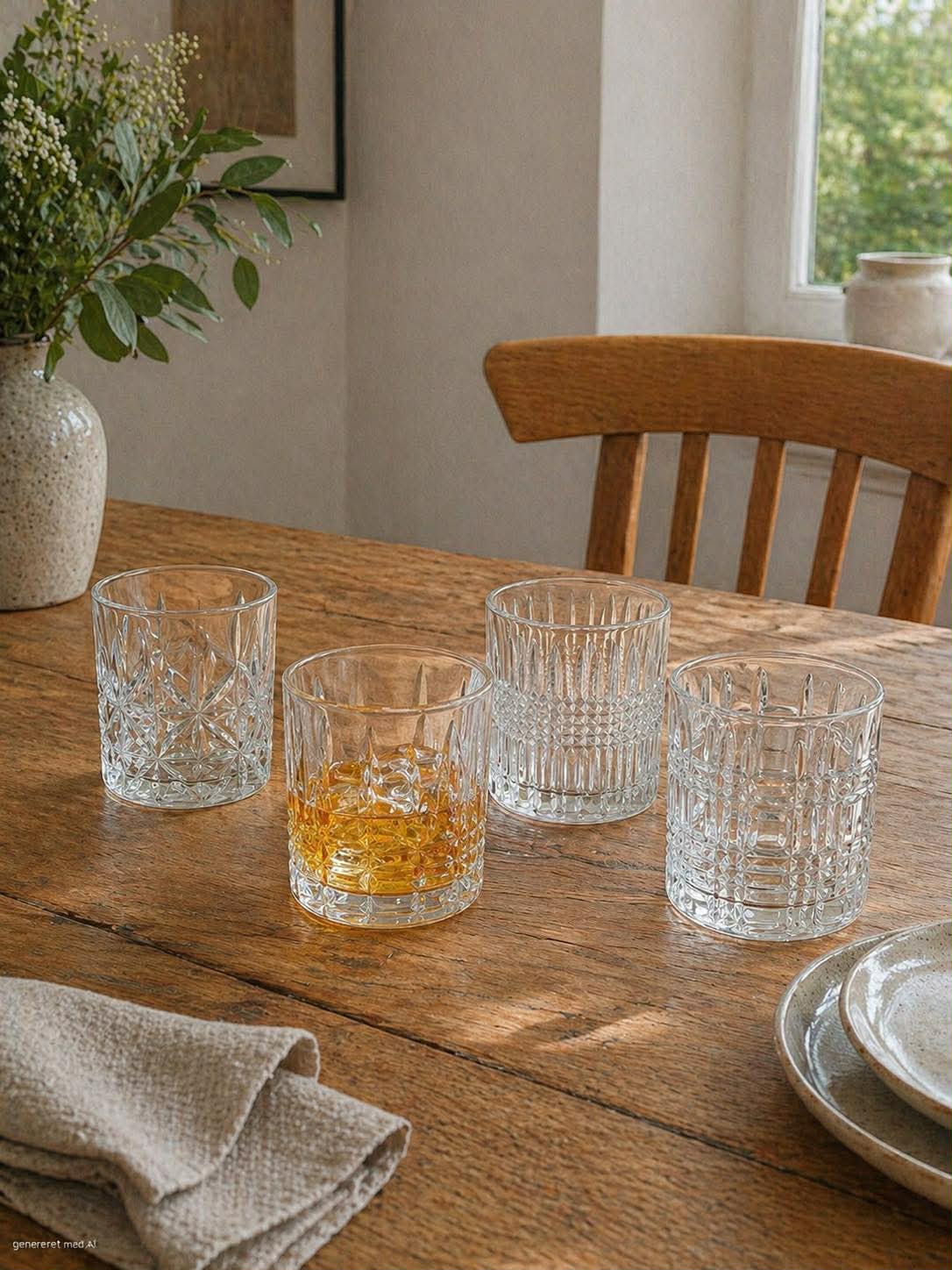 Drikkeglass med mønster - 4 stk