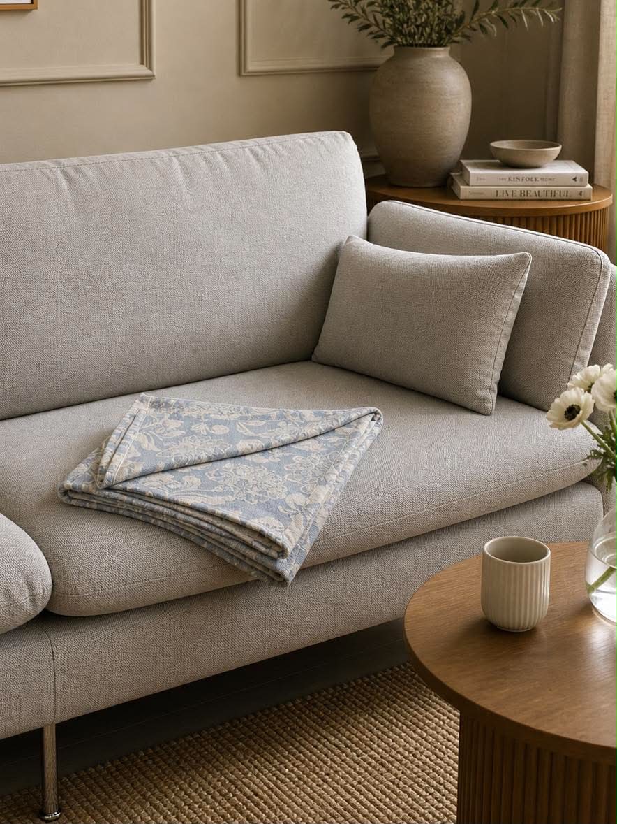 Plaid JACQUARD - flower blue